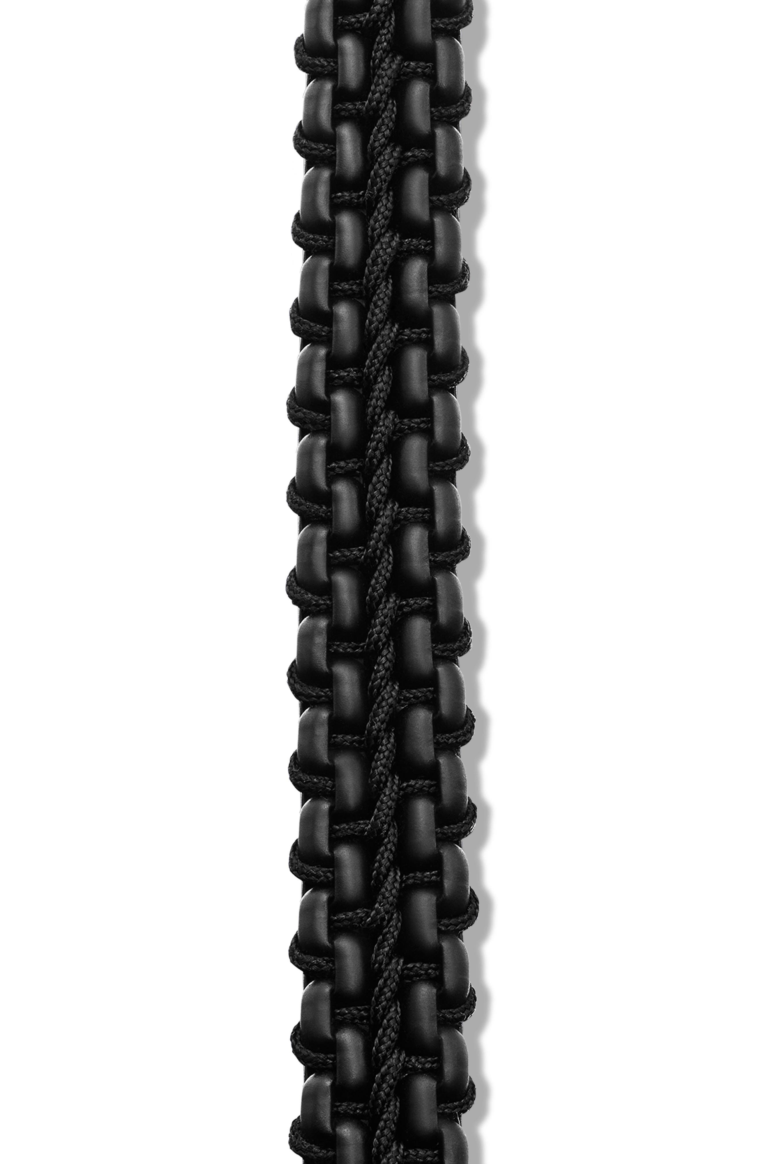 David Yurman Woven Box Chain Bracelet in Sterling Silver with Stainless Steel & Nylon, 10mm in Black - 4