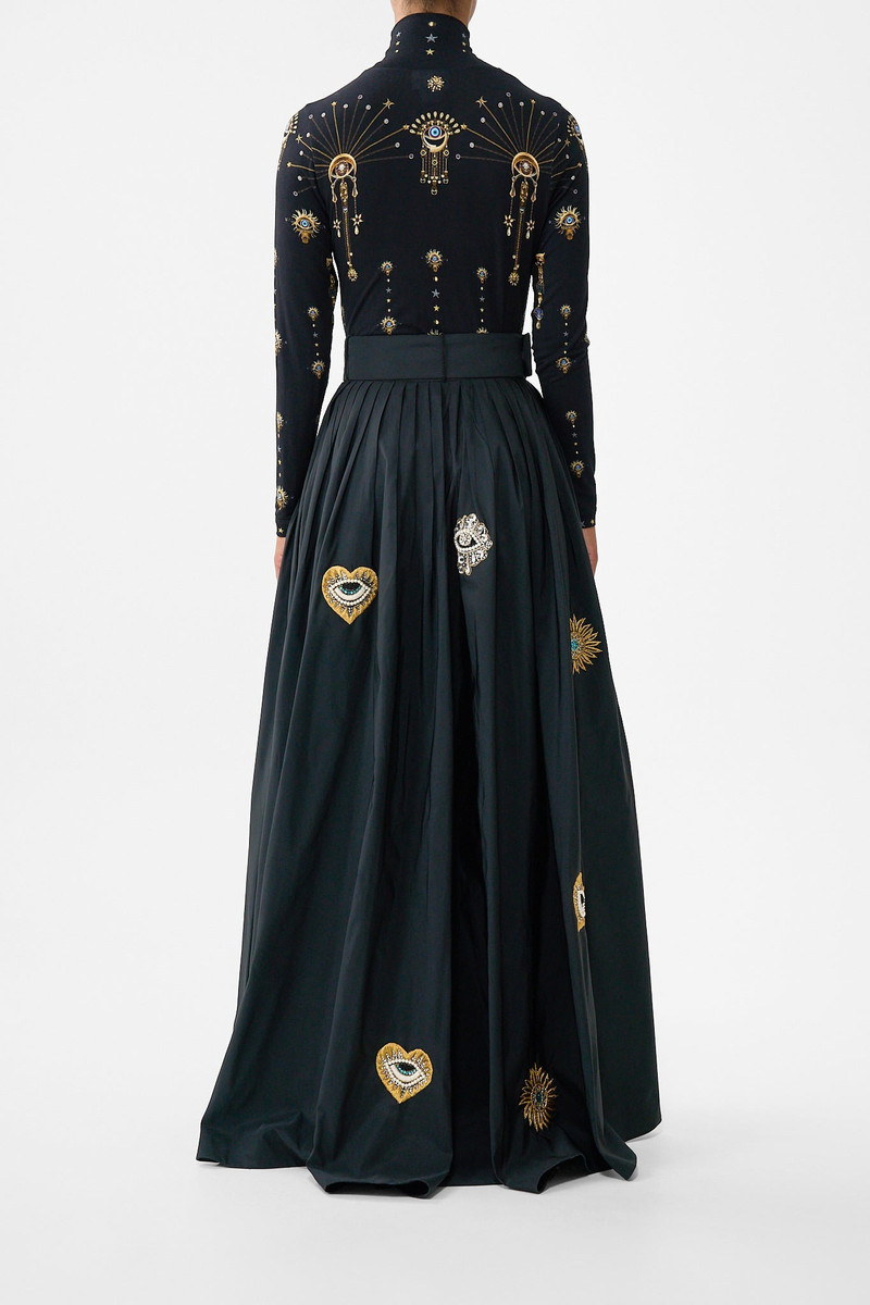 CAMILLA BELTED TAFFETA MAXI SKIRT outlook