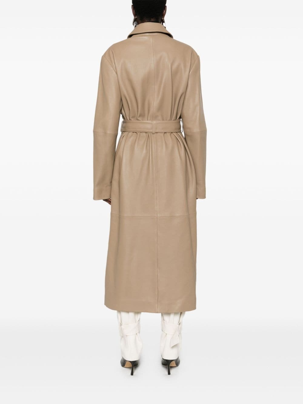 belted leather coat - 4
