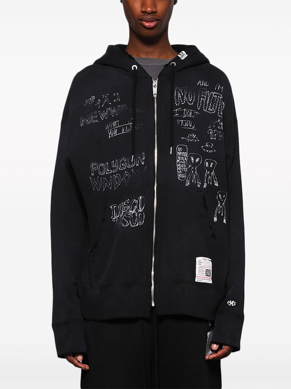 graphic-print cotton hoodie - 3
