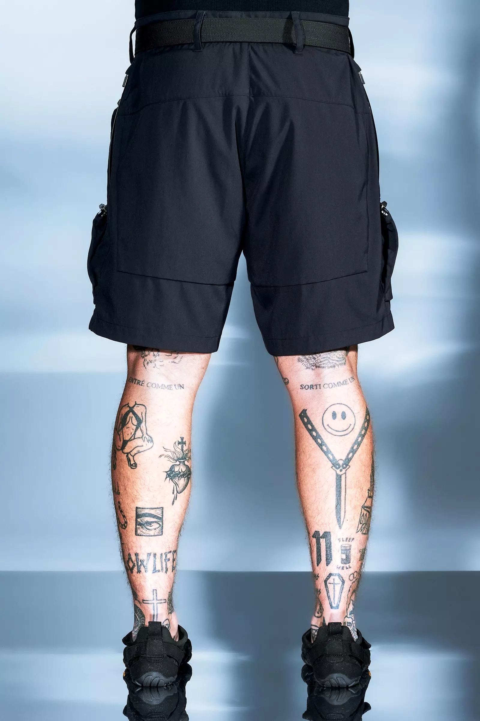 SP38-M Nylon Stretch Cargo Short Pant BLACK - 9