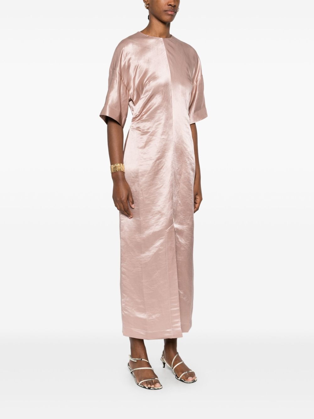 gathered-detail midi dress - 3