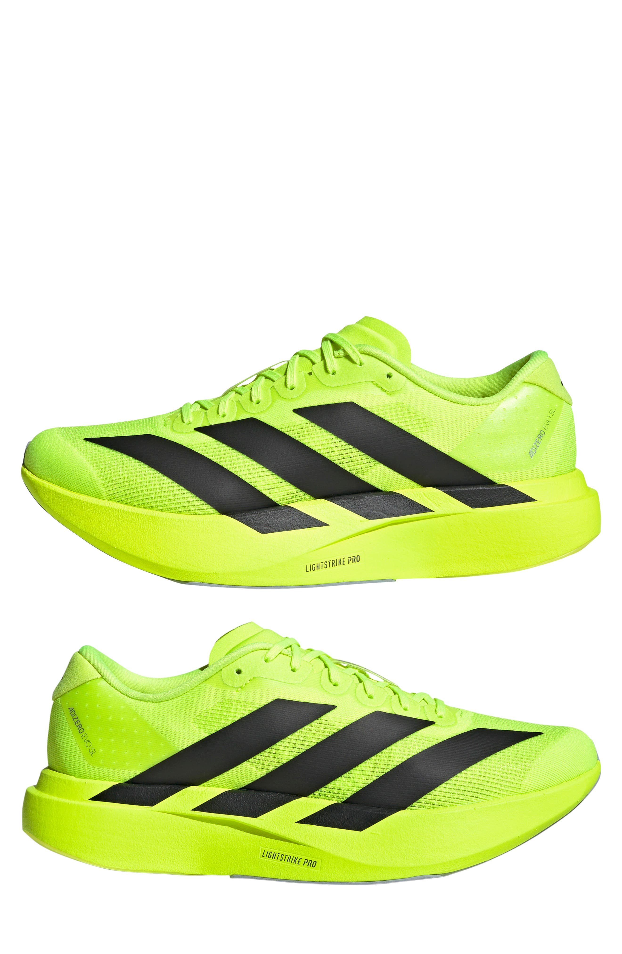 adidas Gender Inclusive Adizero Evo SL Running Shoe in Lemon/Black/Matte Silver at Nordstrom - 8