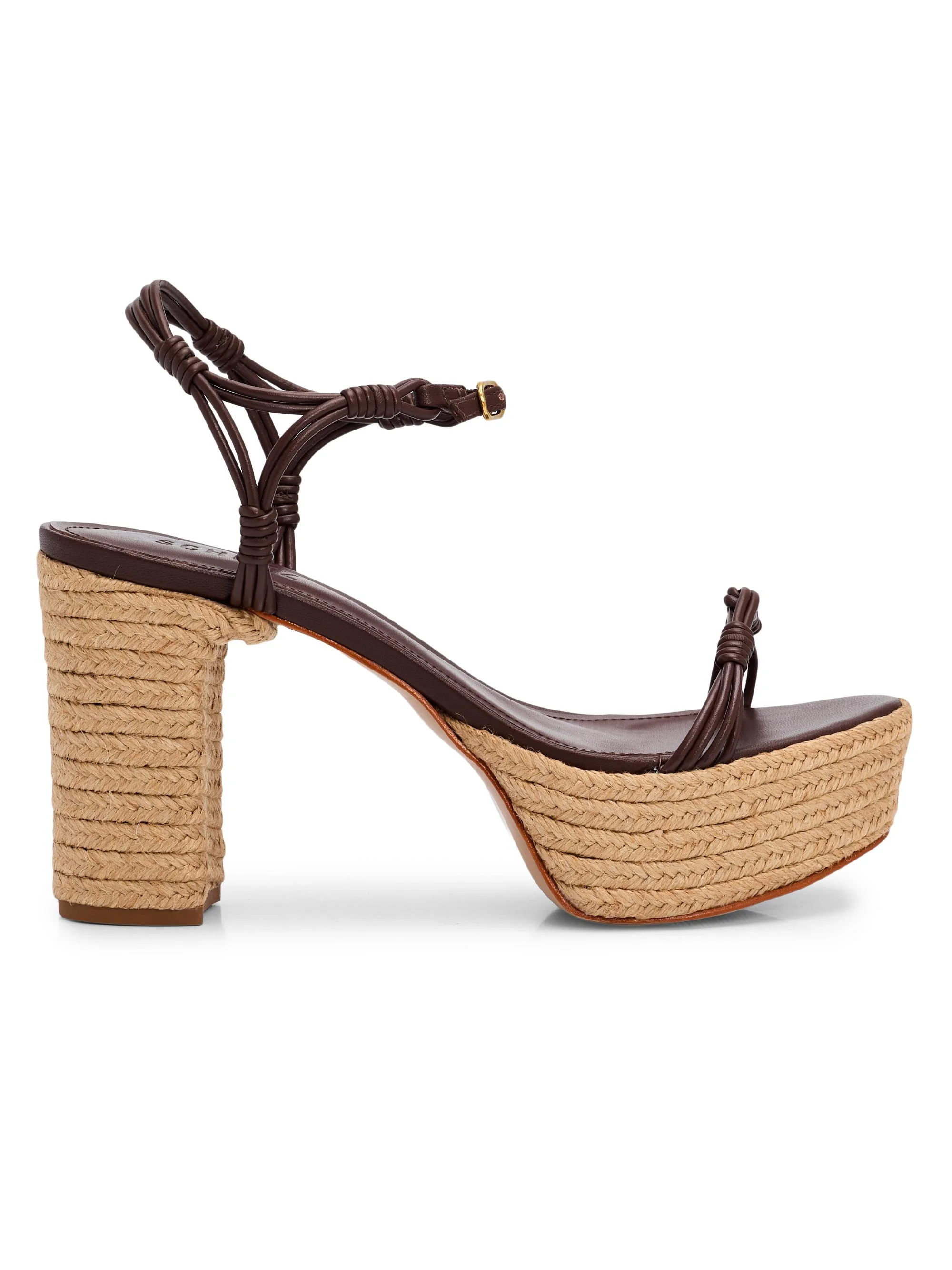 Women's Nara 100MM Leather Espadrille Platform Sandals - Root Brown Tonal - 1