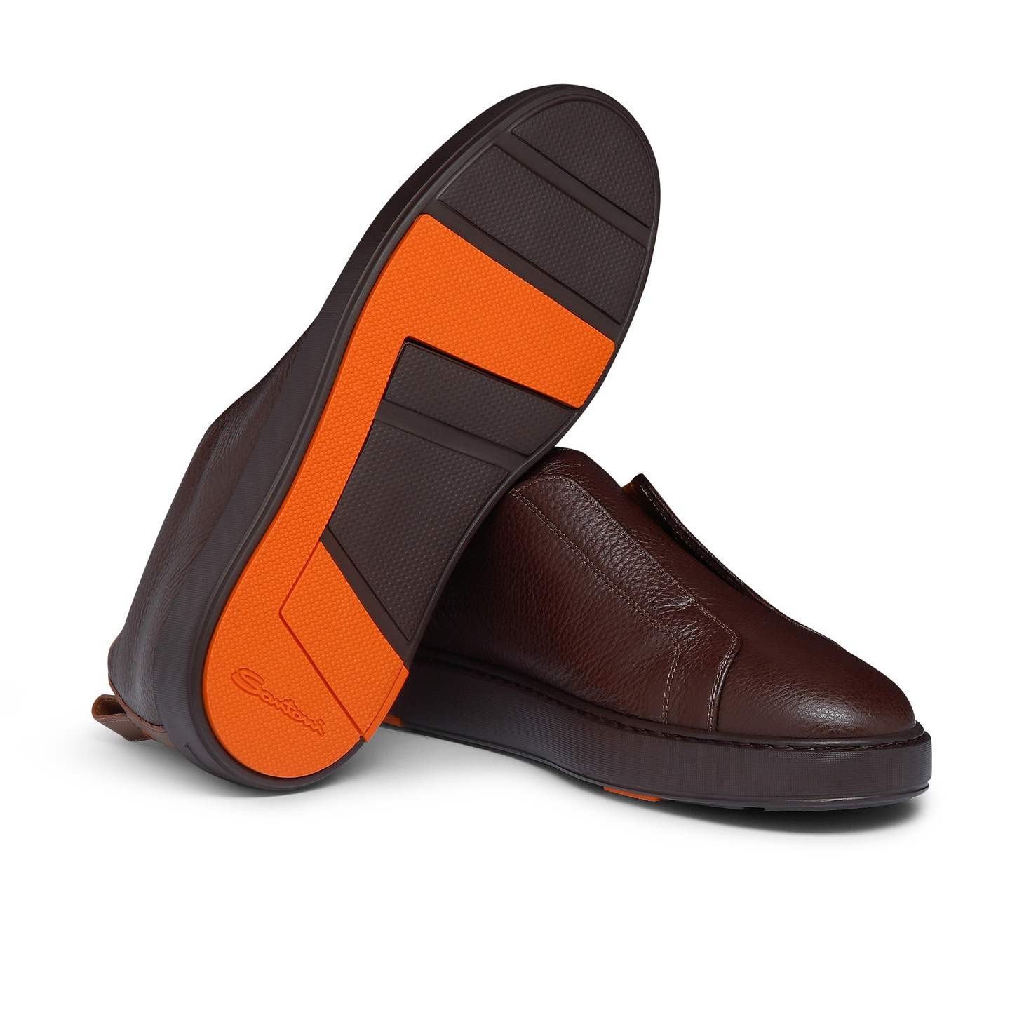 Men's burgundy tumbled leather slip-on sneaker - 3