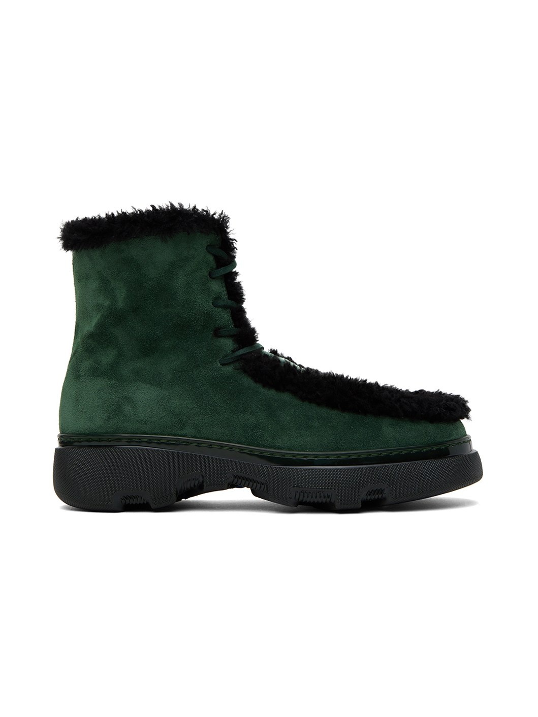Green Shearling Creeper Boots - 1