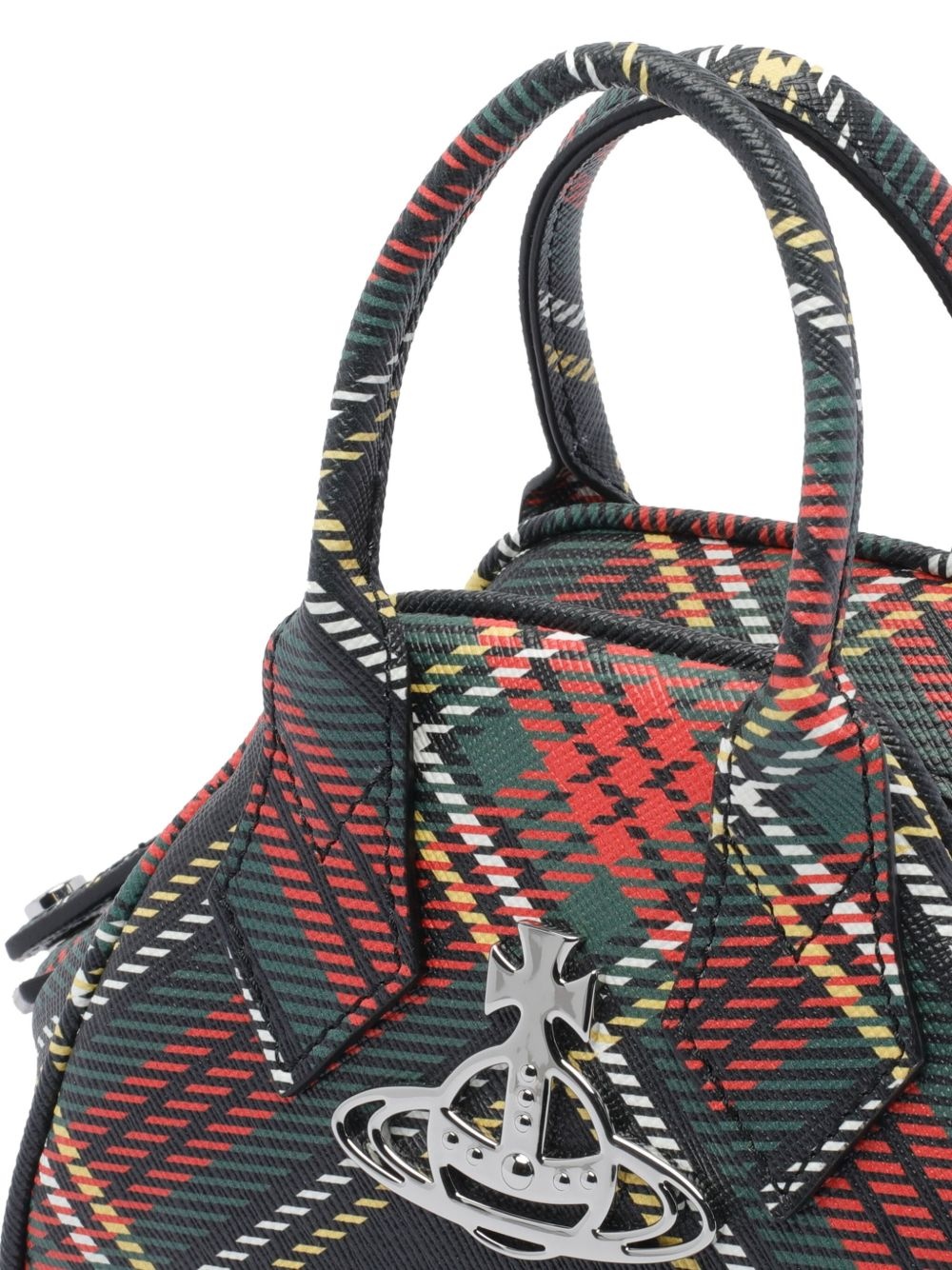 orb-embellished plaid tote bag - 4
