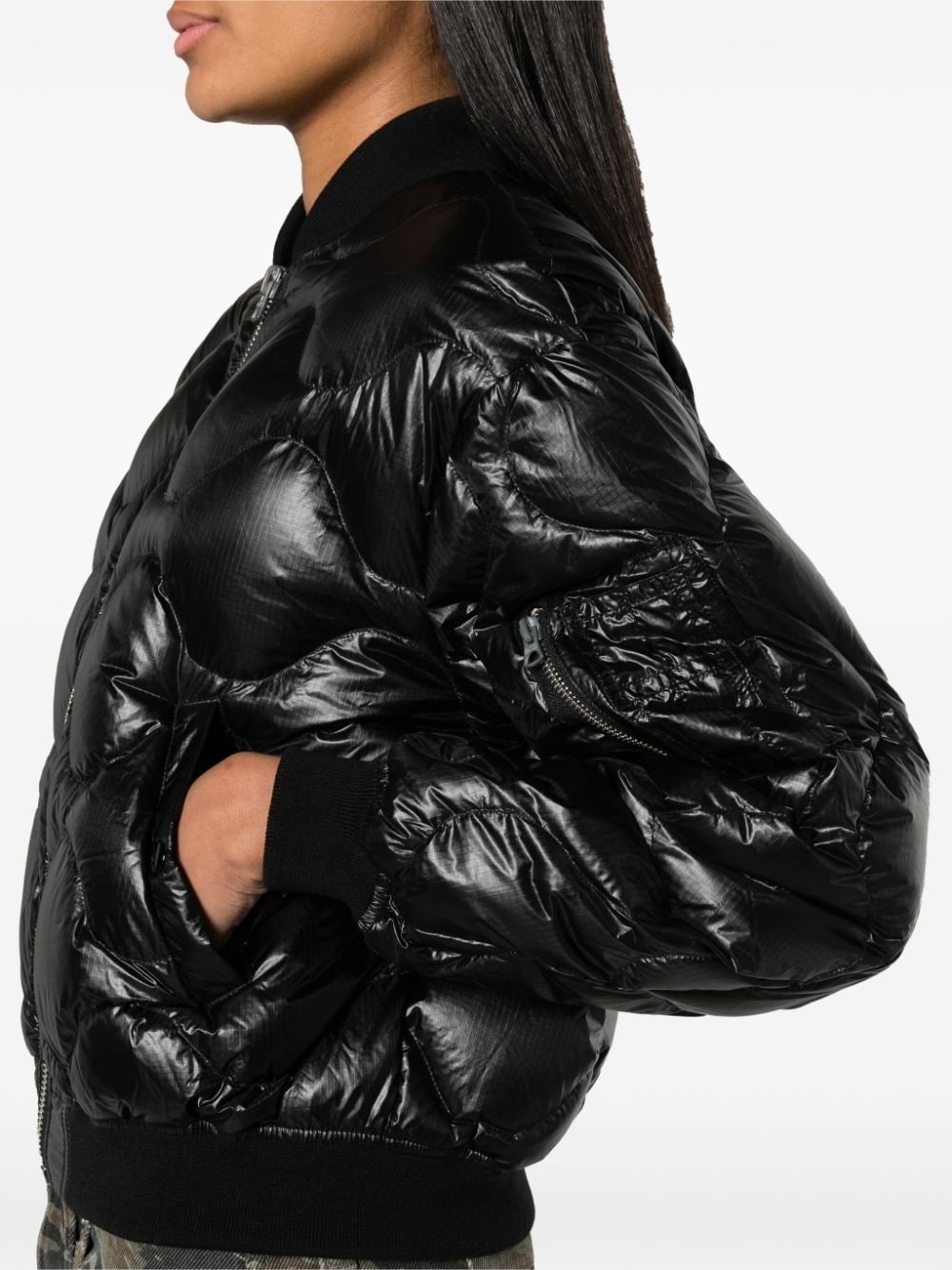 band-collar padded jacket - 5