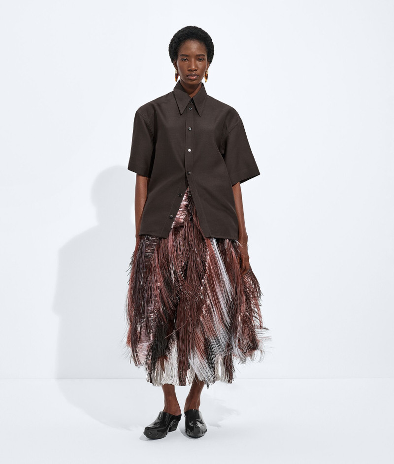 Leather and Fringed Embroidery Skirt 1