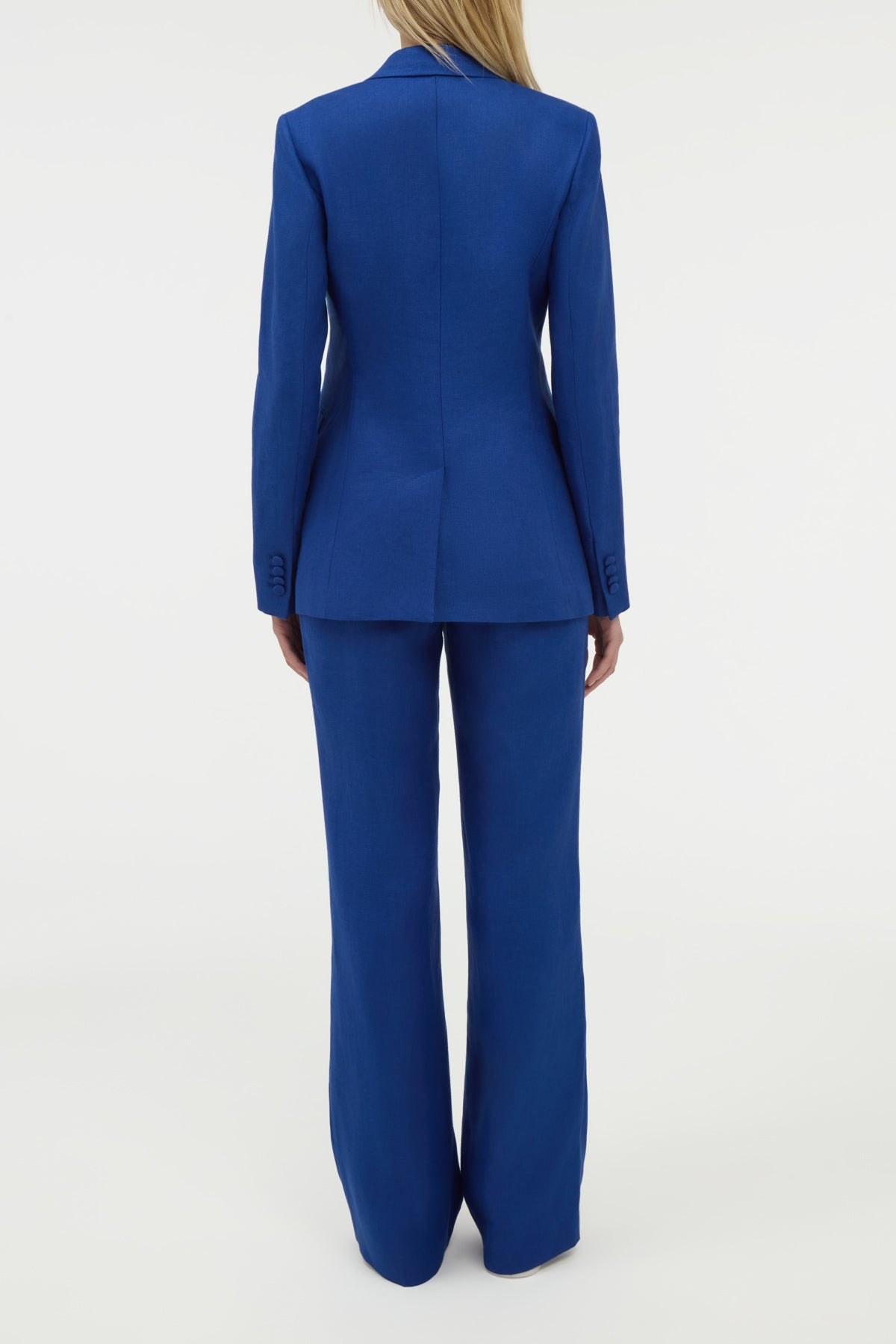 Vesta Flare Pant in Cobalt Linen Twill - 4