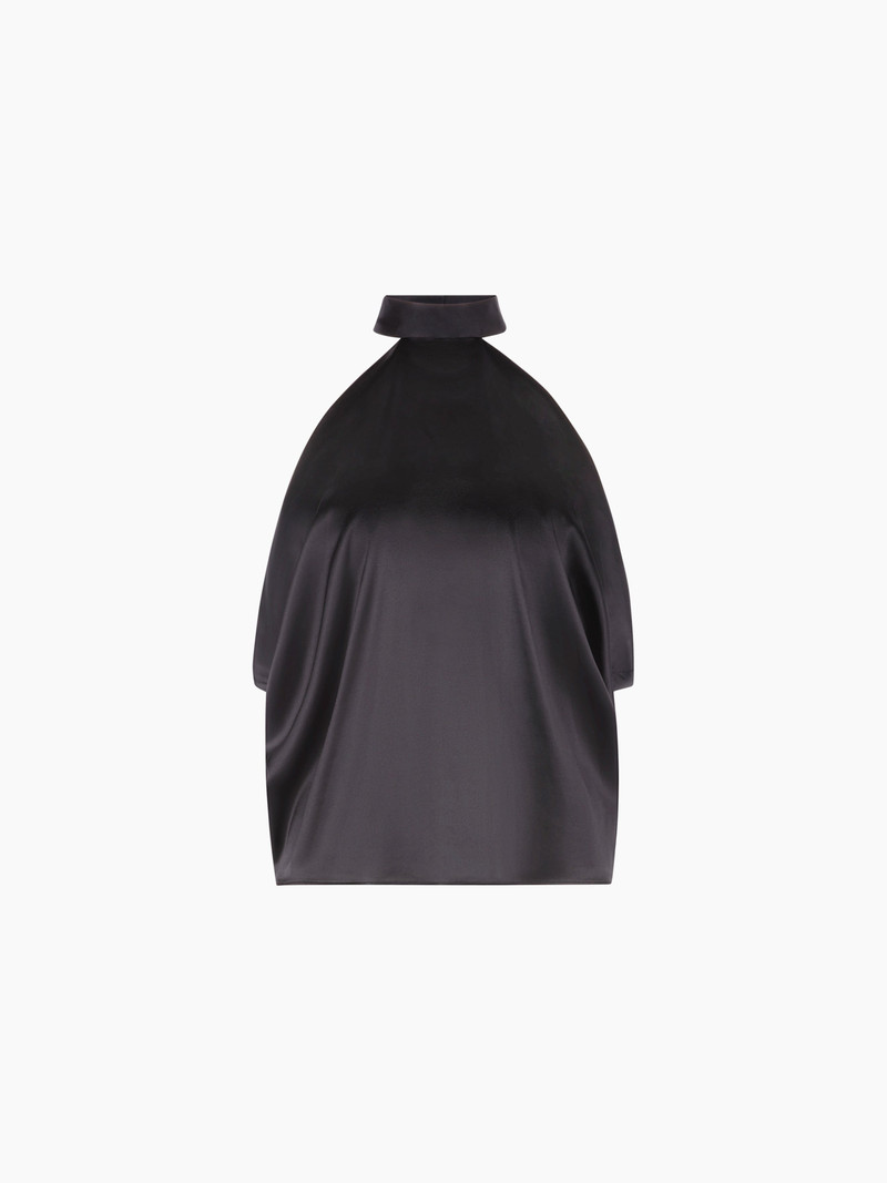Black Halterneck Silk Satin Top 1
