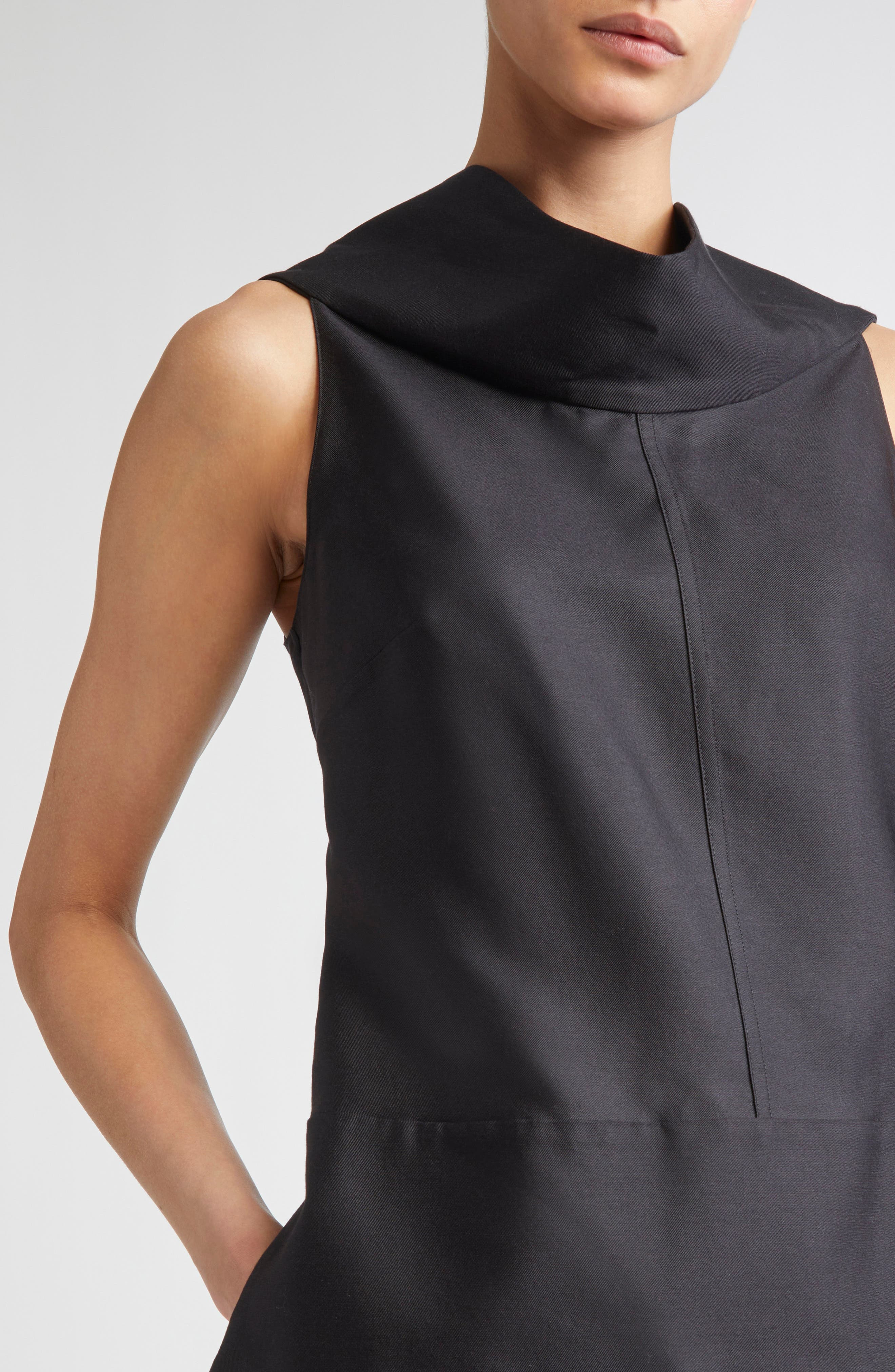 Brandon Maxwell The Bowie Wool & Silk Draped Top in Black at Nordstrom - 5