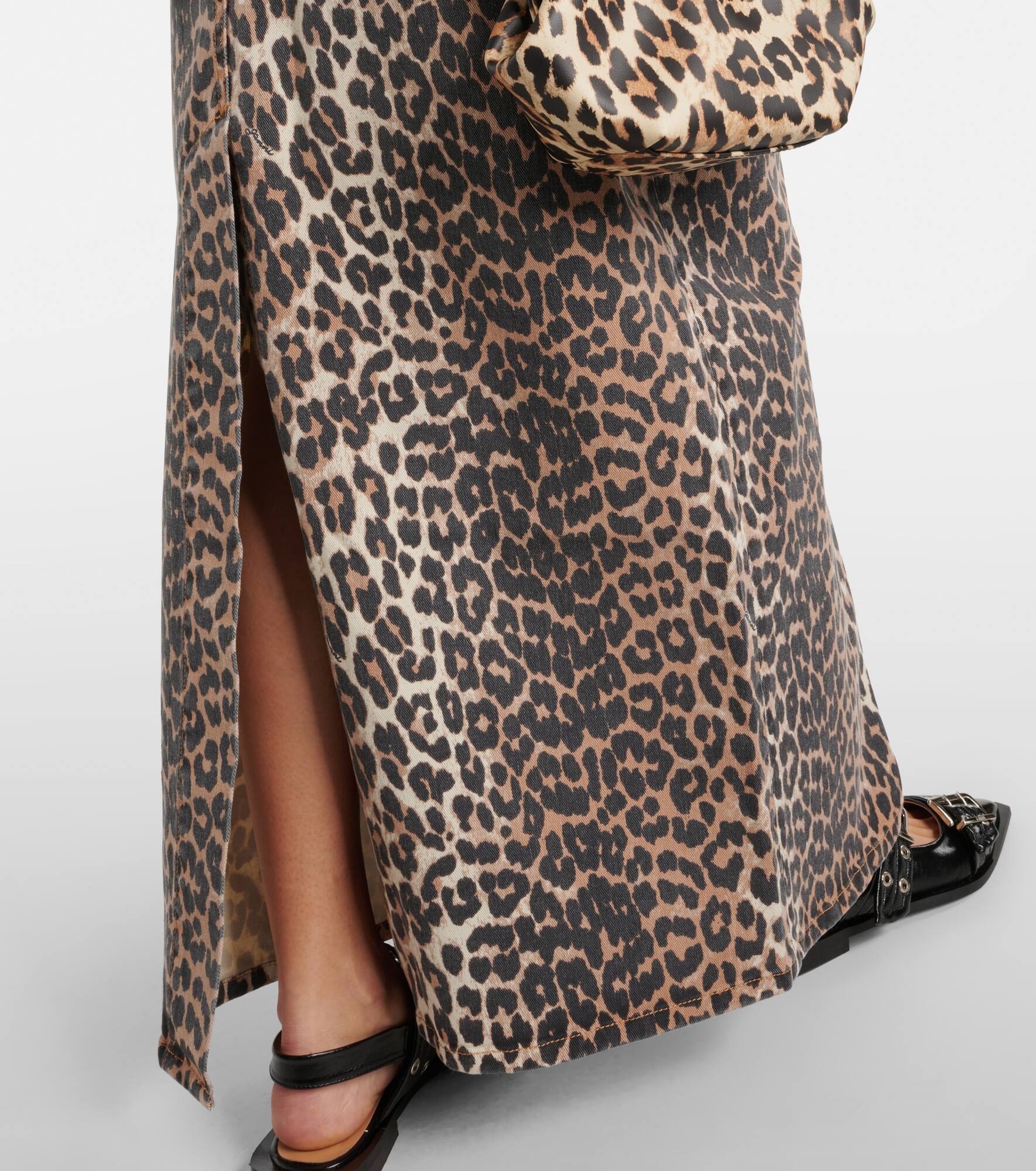 Leopard-print denim maxi skirt - 5