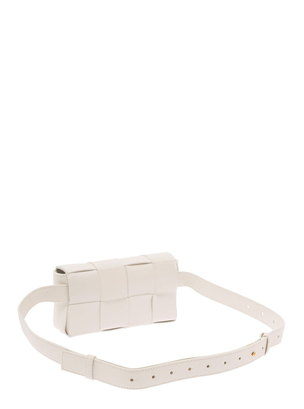 Bottega Veneta Women 'Casettte' Mini White Belt Bag With Intreccio Motif In Smooth Leather Woman - 3
