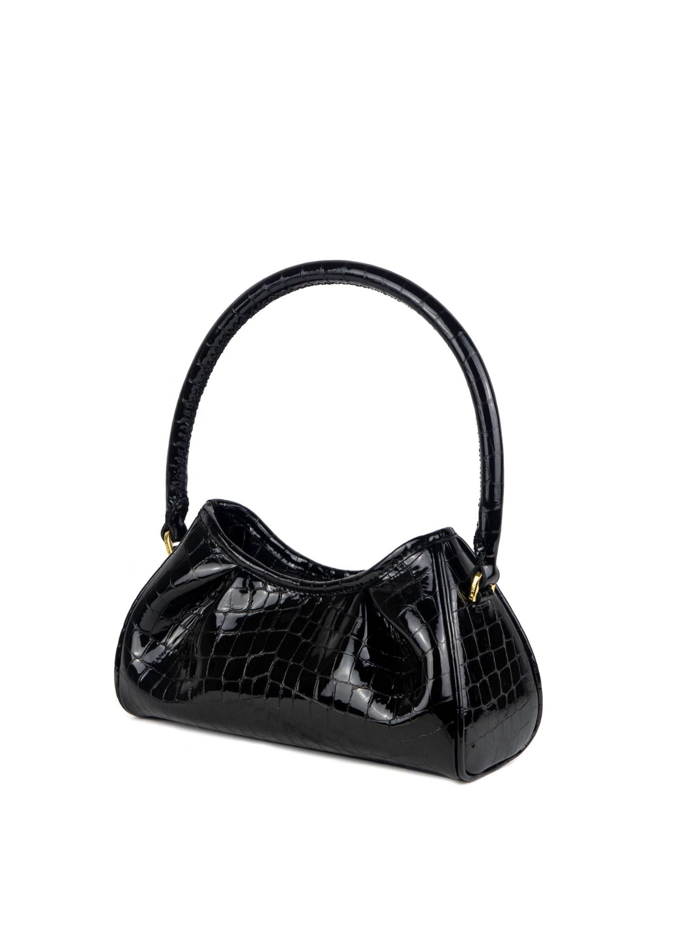 Small Dimple Croco-Print Pearl Leather Onyx Black - 2
