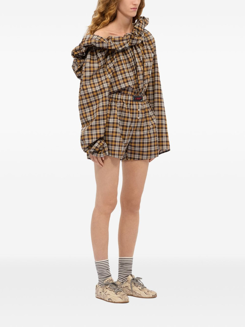 MSGM ruffled-detail plaid-pattern blouse outlook