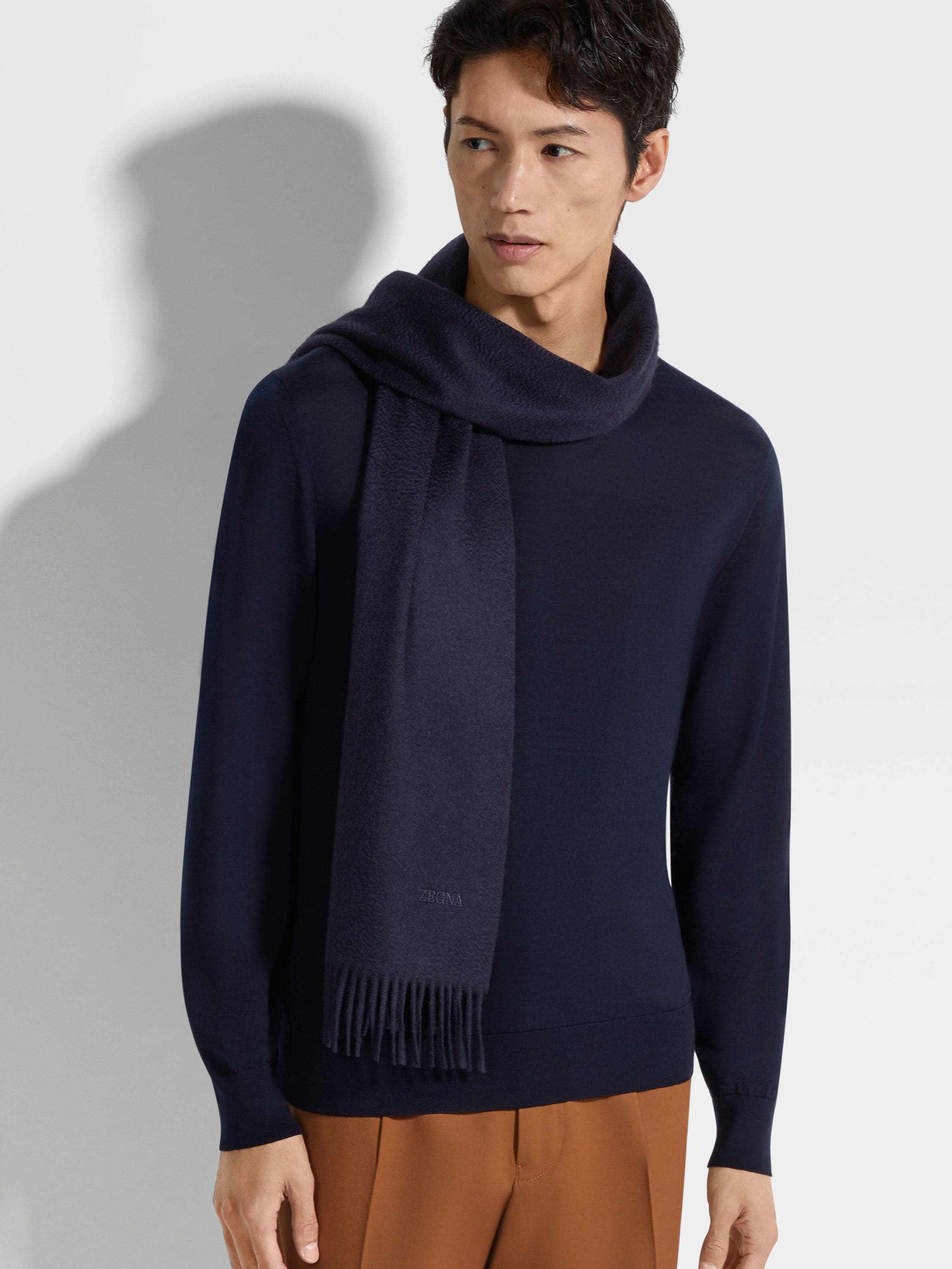 DARK BLUE OASI CASHMERE SCARF - 3