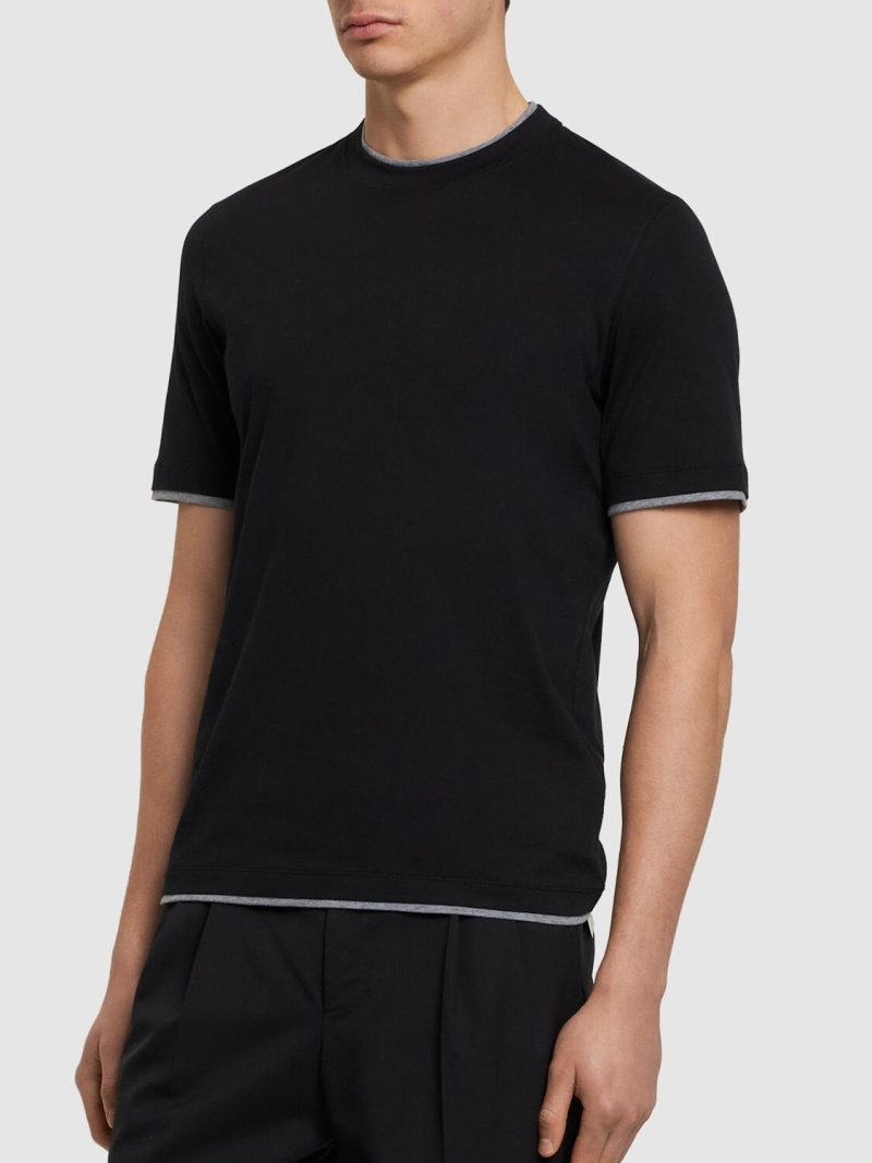 Layered cotton jersey solid t-shirt - 3