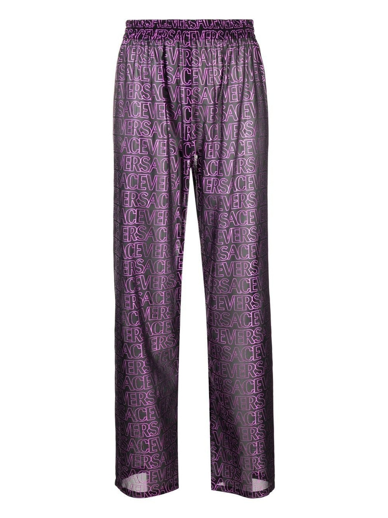 logo-print semi-sheer pants 1