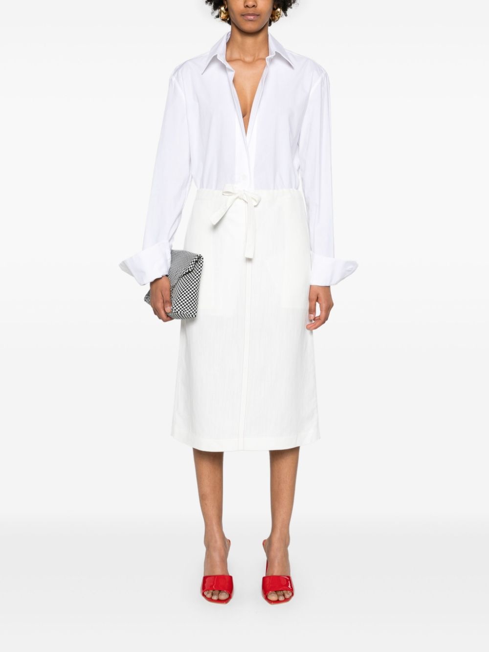 contrast-stitching drawstring midi skirt - 2