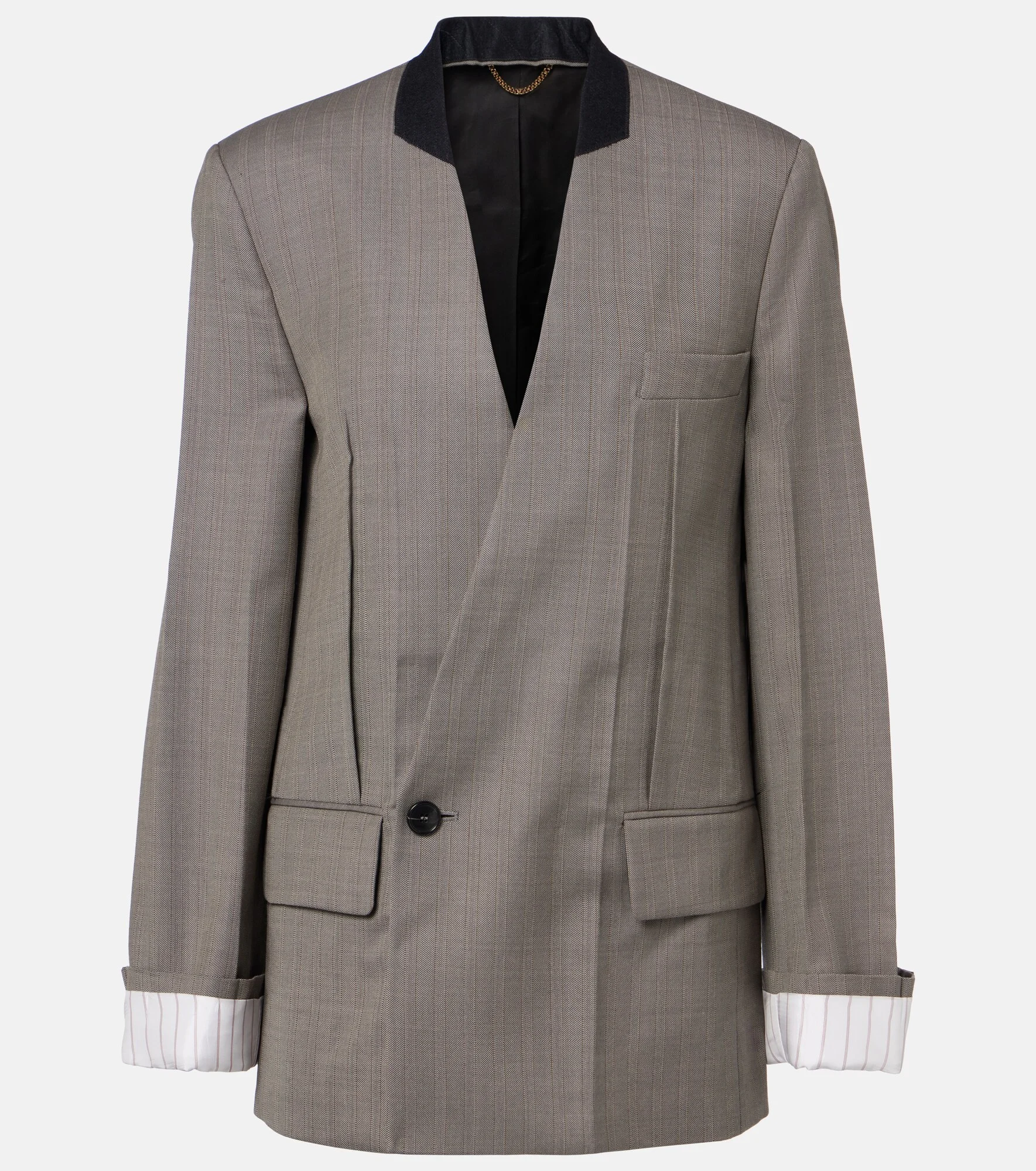 Herringbone virgin wool blazer - 1