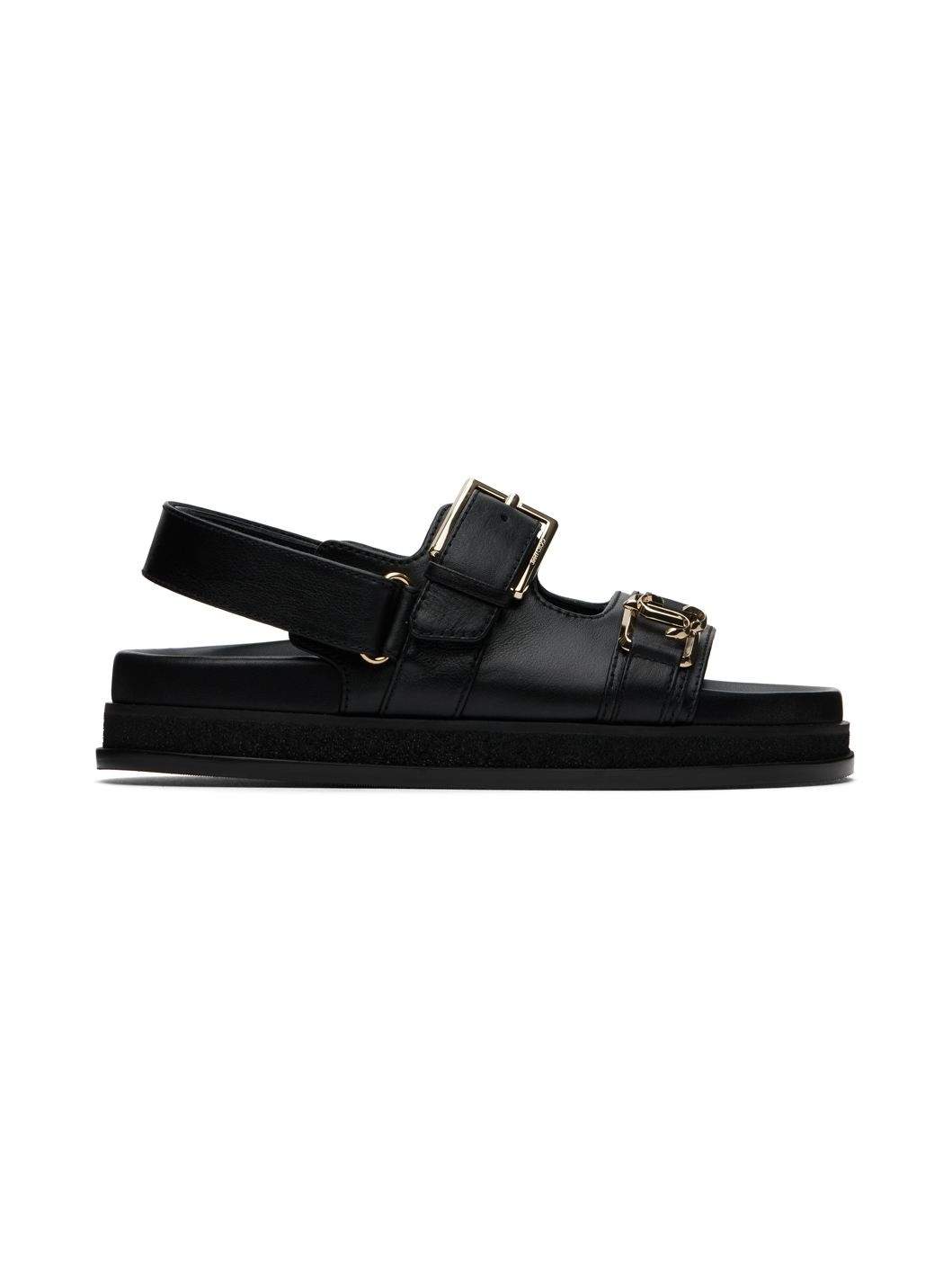 Black Elyn Flat Sandals - 1