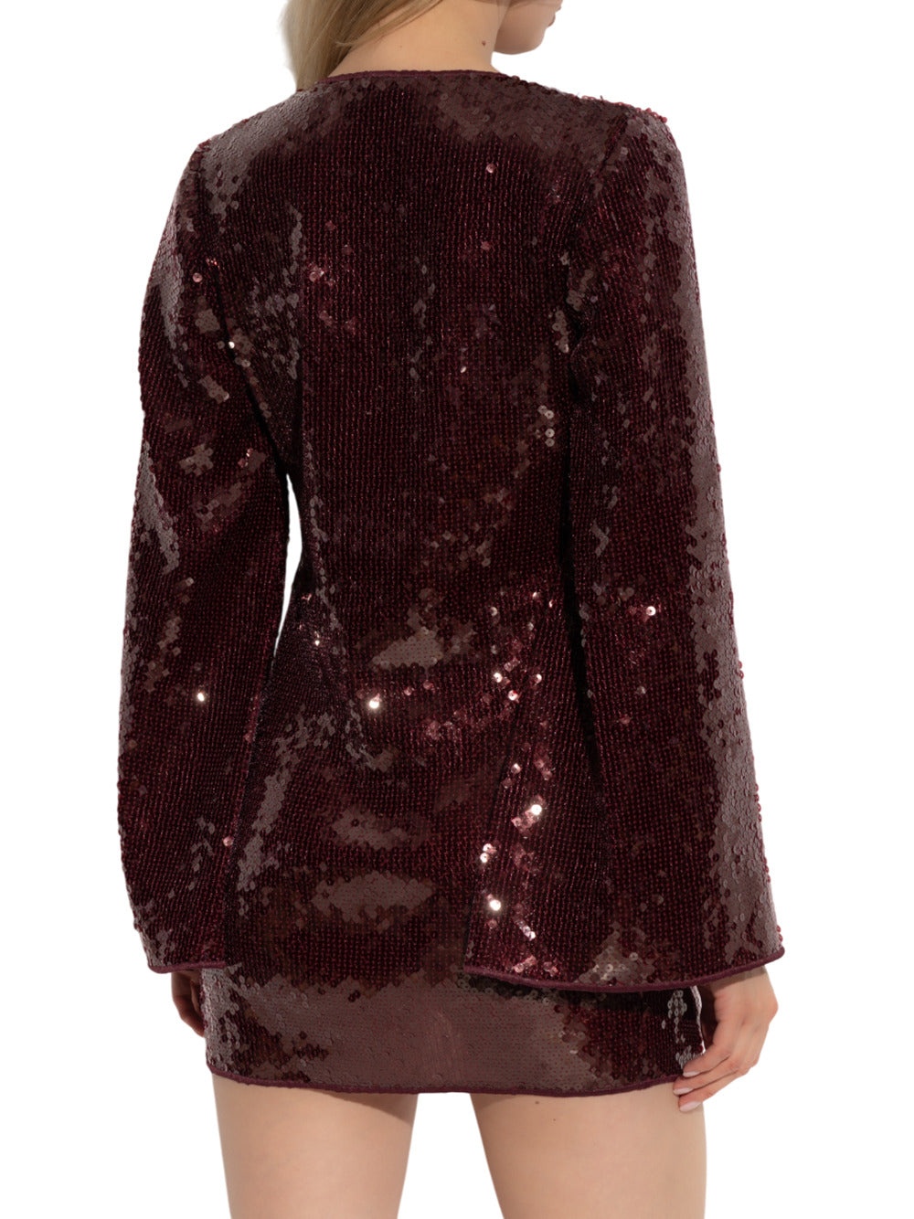 Oseree Sequin Dress Burgundy - 4