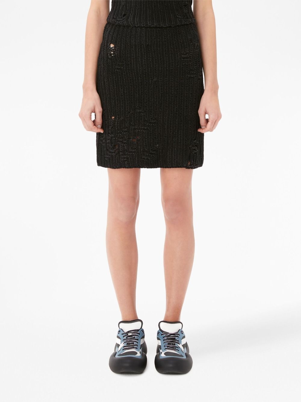 distressed knitted mini skirt - 3