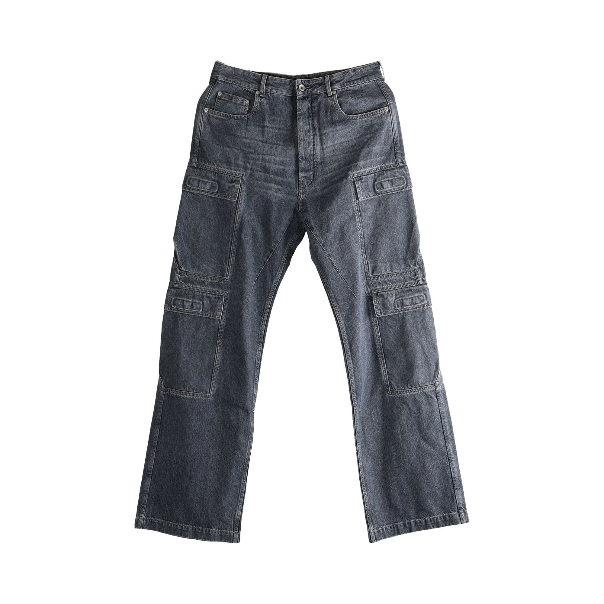 Rick Owens Denim Double Cargo Jeans 'Washed Grey' - 1