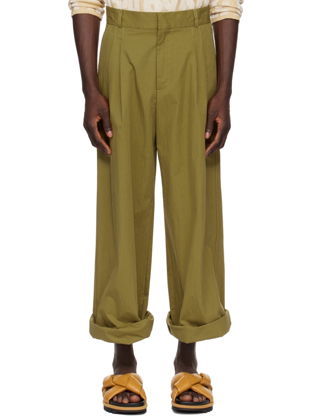 Khaki Loose-Fit Trousers - 1