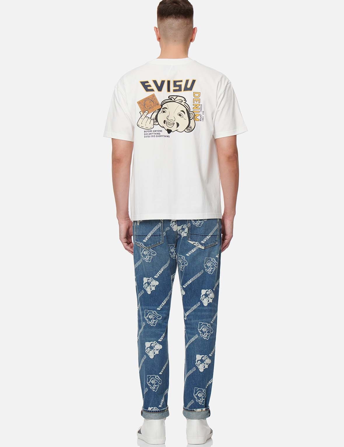 ALLOVER GODHEAD AND LOGO DISCHARGED  PRINT CARROT-FIT JEANS #2017 - 5
