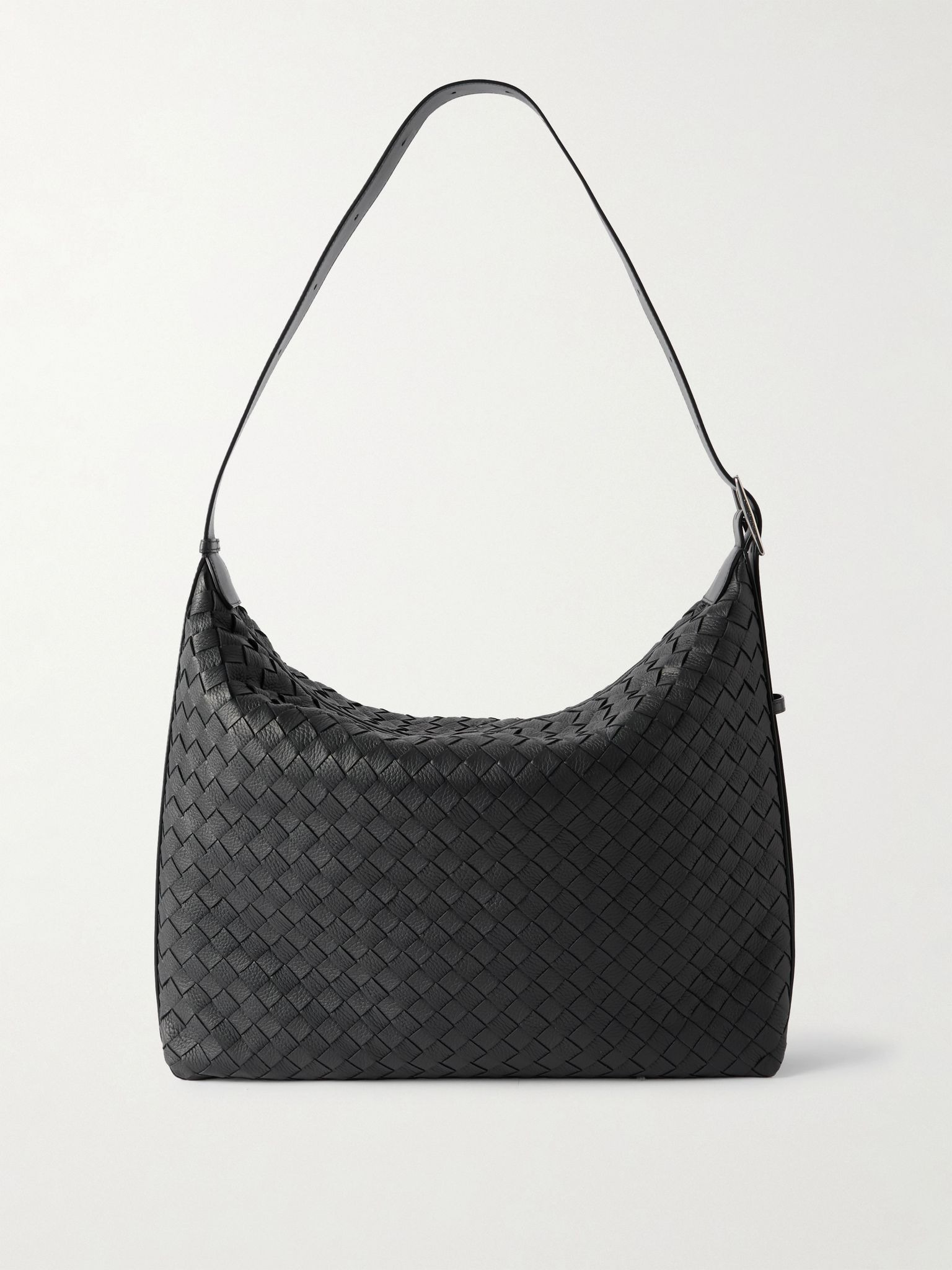 Intrecciato Textured-Leather Tote Bag Blue - 1