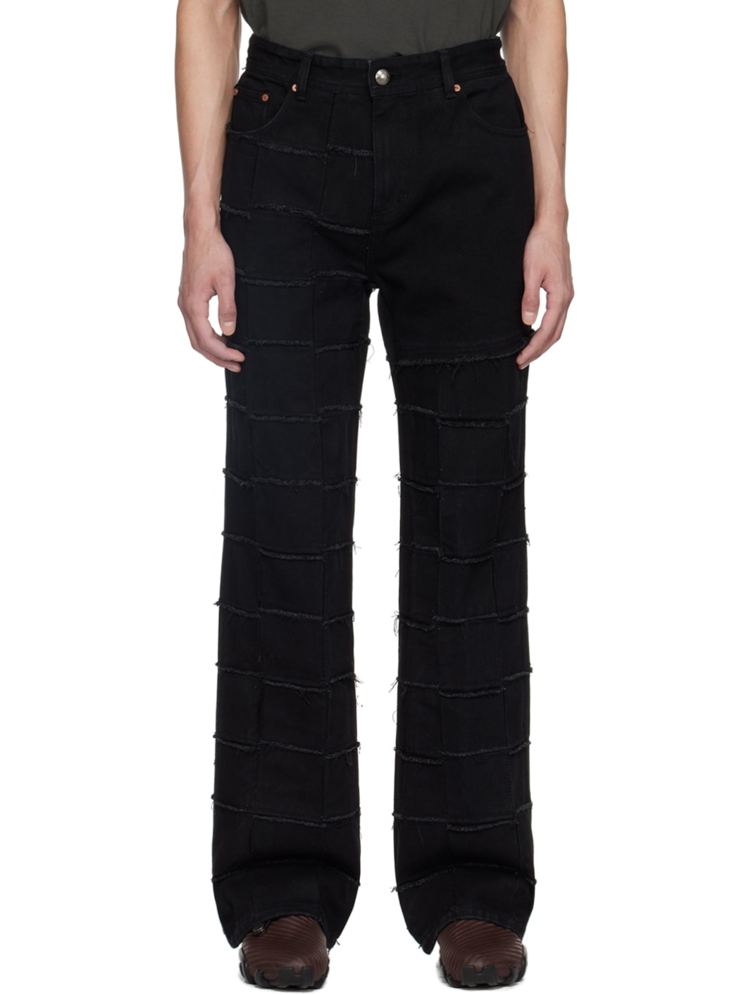 Black New Patchwork Jeans - 1