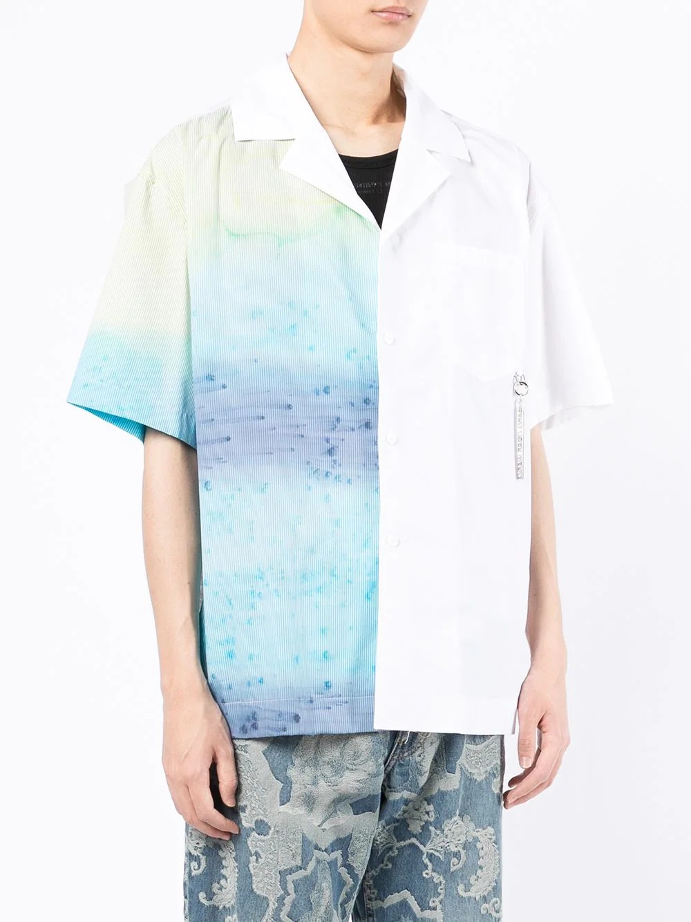 asymmetric-print short-sleeve shirt - 3