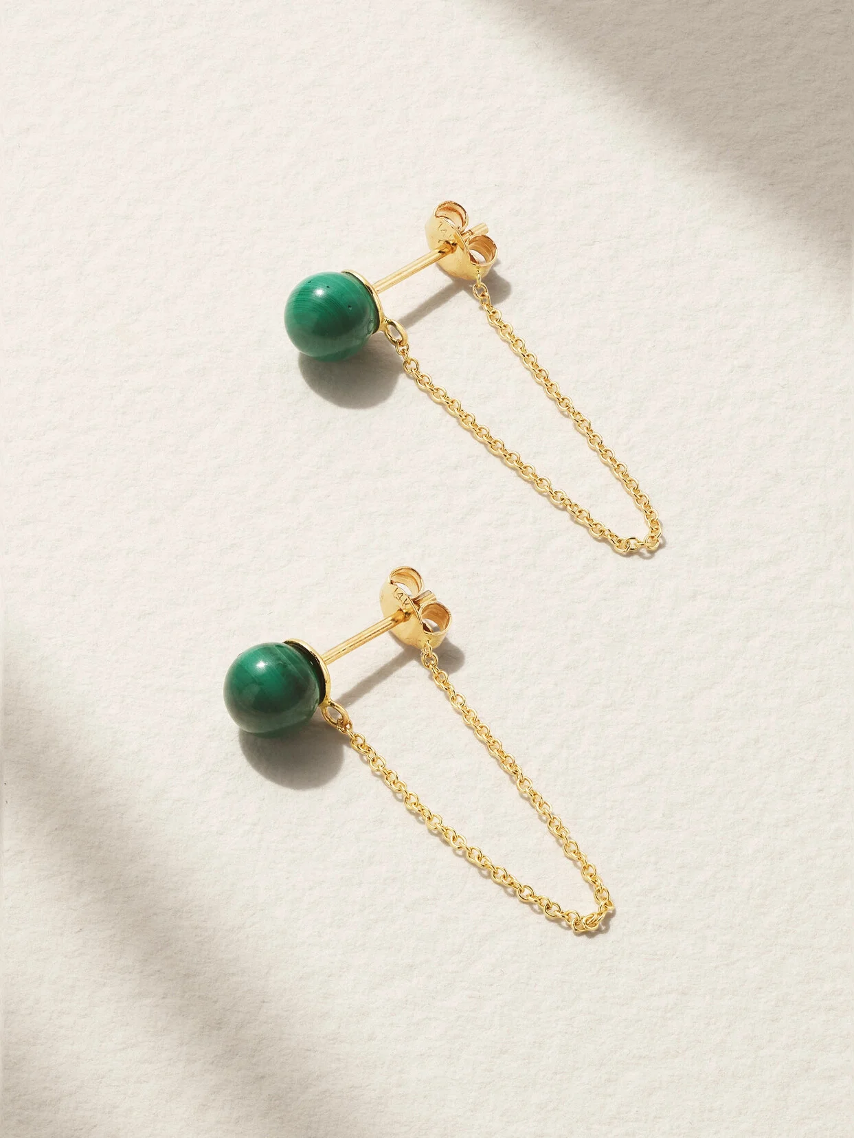 14-karat Gold Malachite Earrings - 1