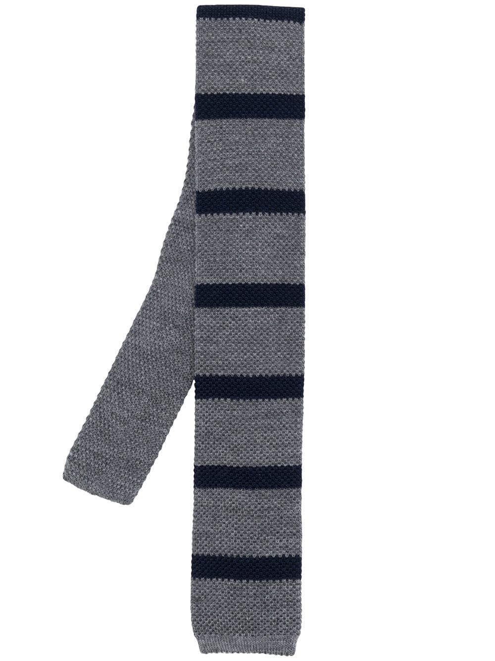 striped-print knitted tie - 1