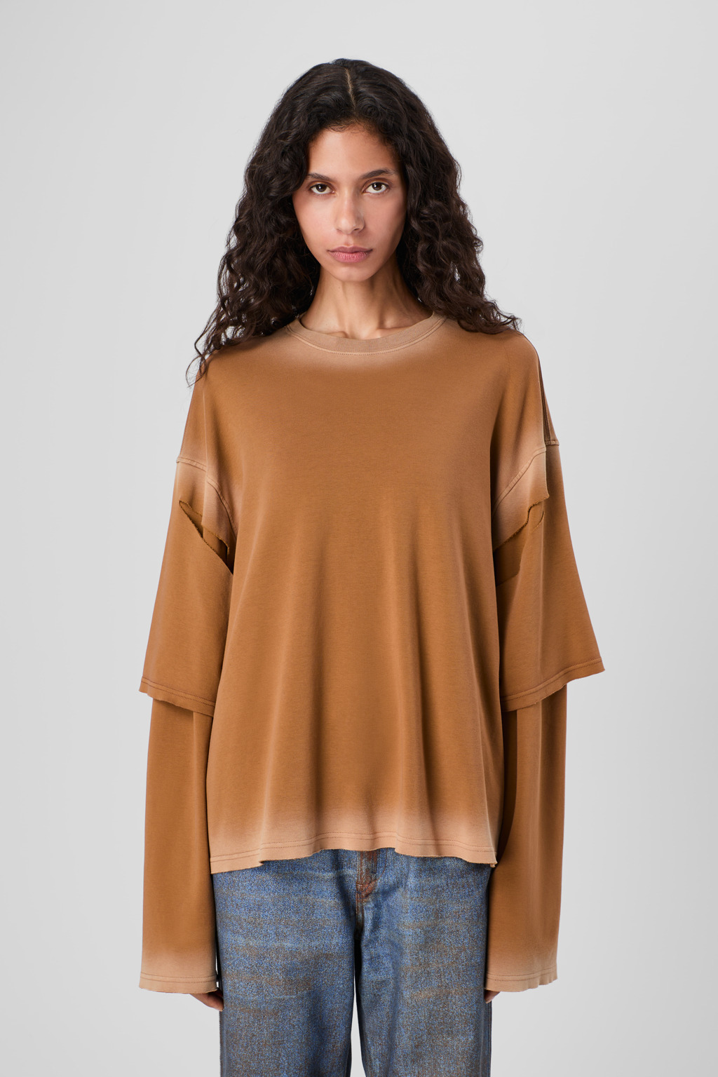 Faded terracotta organic cotton long sleeve T-Shirt - 2