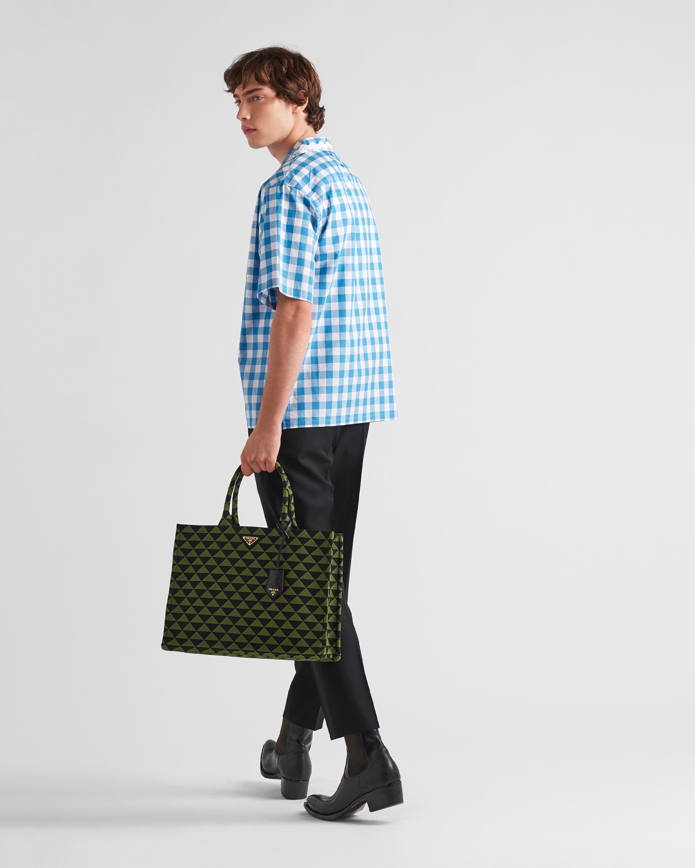 Prada Symbole embroidered fabric tote bag - 7