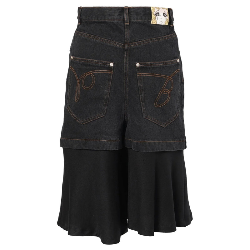 pushBUTTON Black Jersey Hem Point Denim Skirt outlook