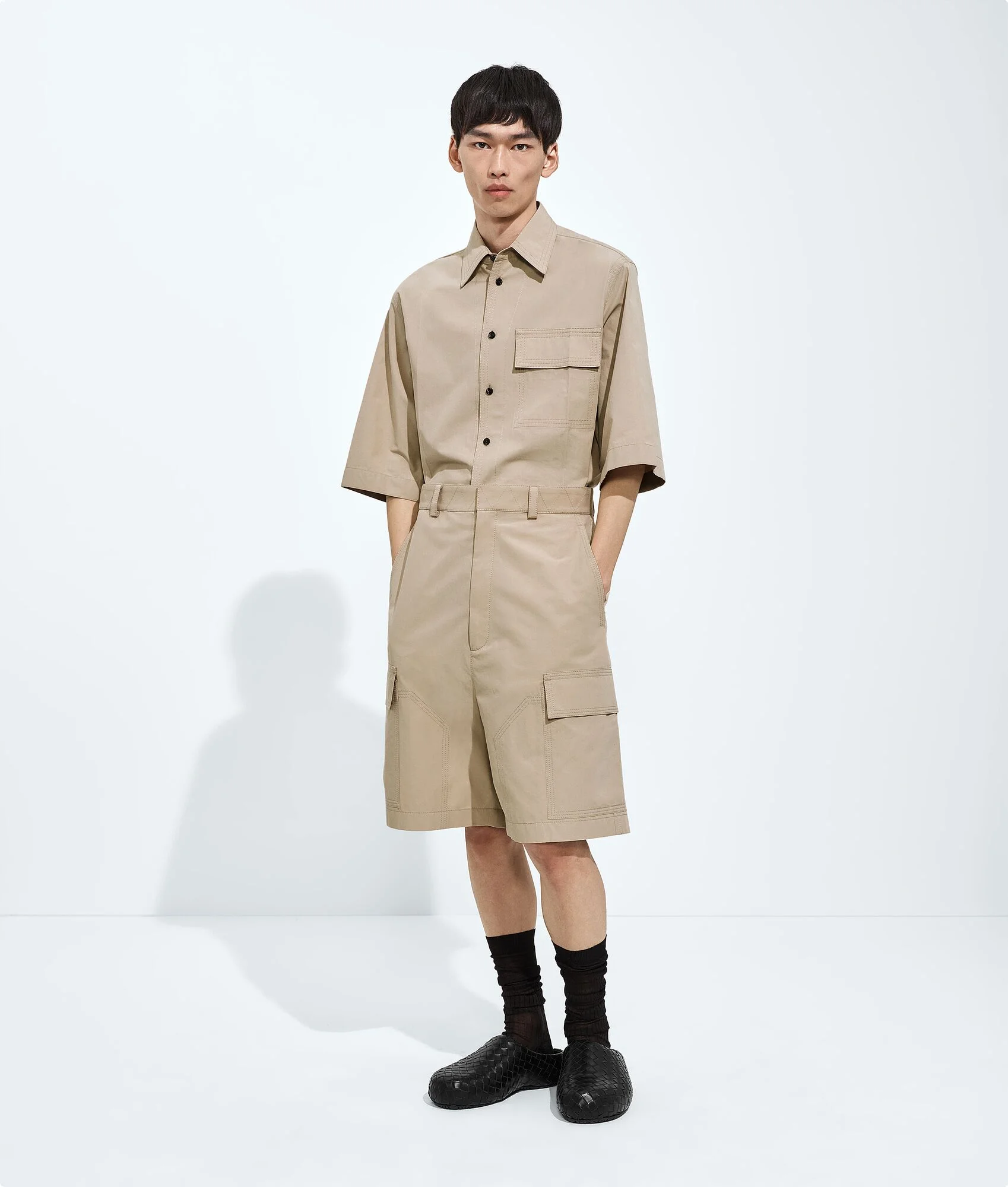 Cotton Toile Cargo Shorts - 1