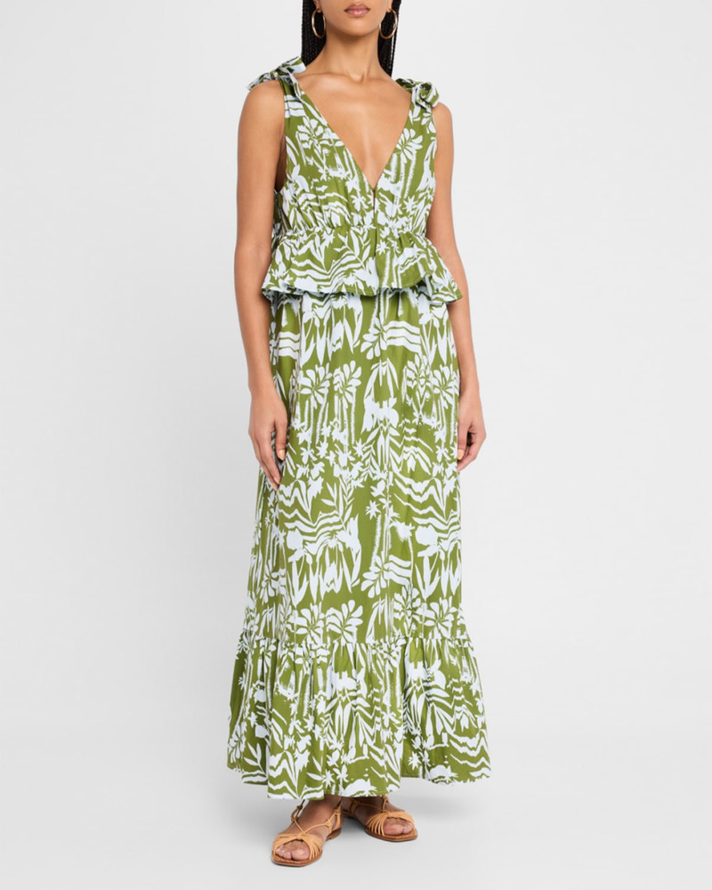 MARIE OLIVER Whitley Ruffle Floral-Print Cotton Maxi Dress outlook