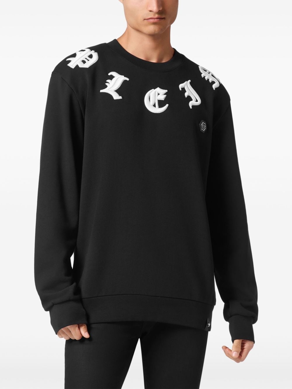 gothic-embroidered round neck sweatshirt - 3