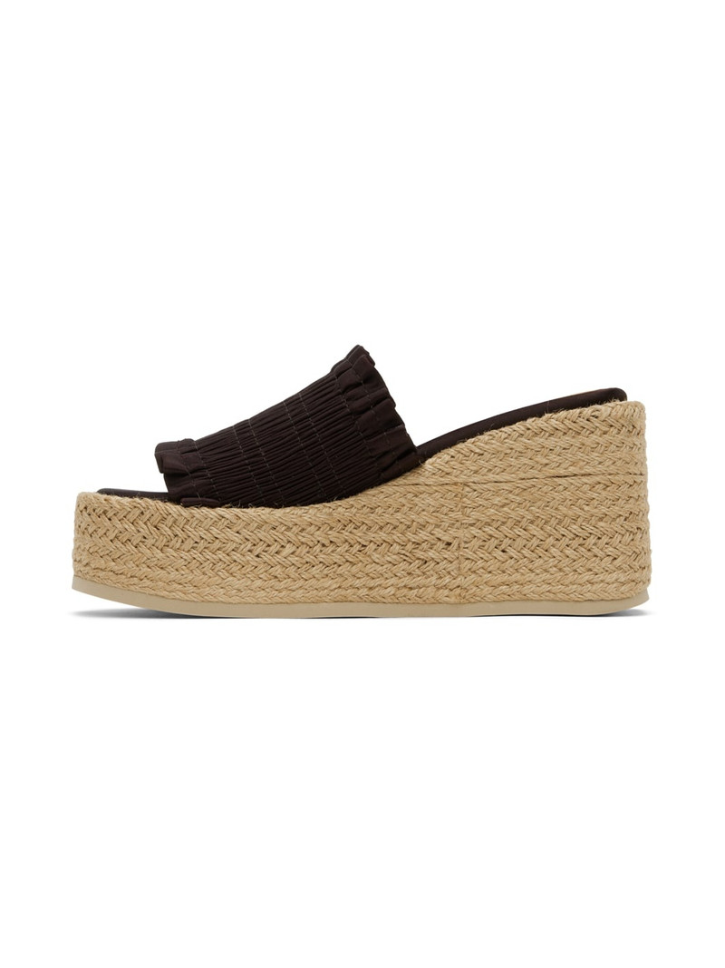 GANNI Brown Smock Espadrille Wedge Sandals outlook