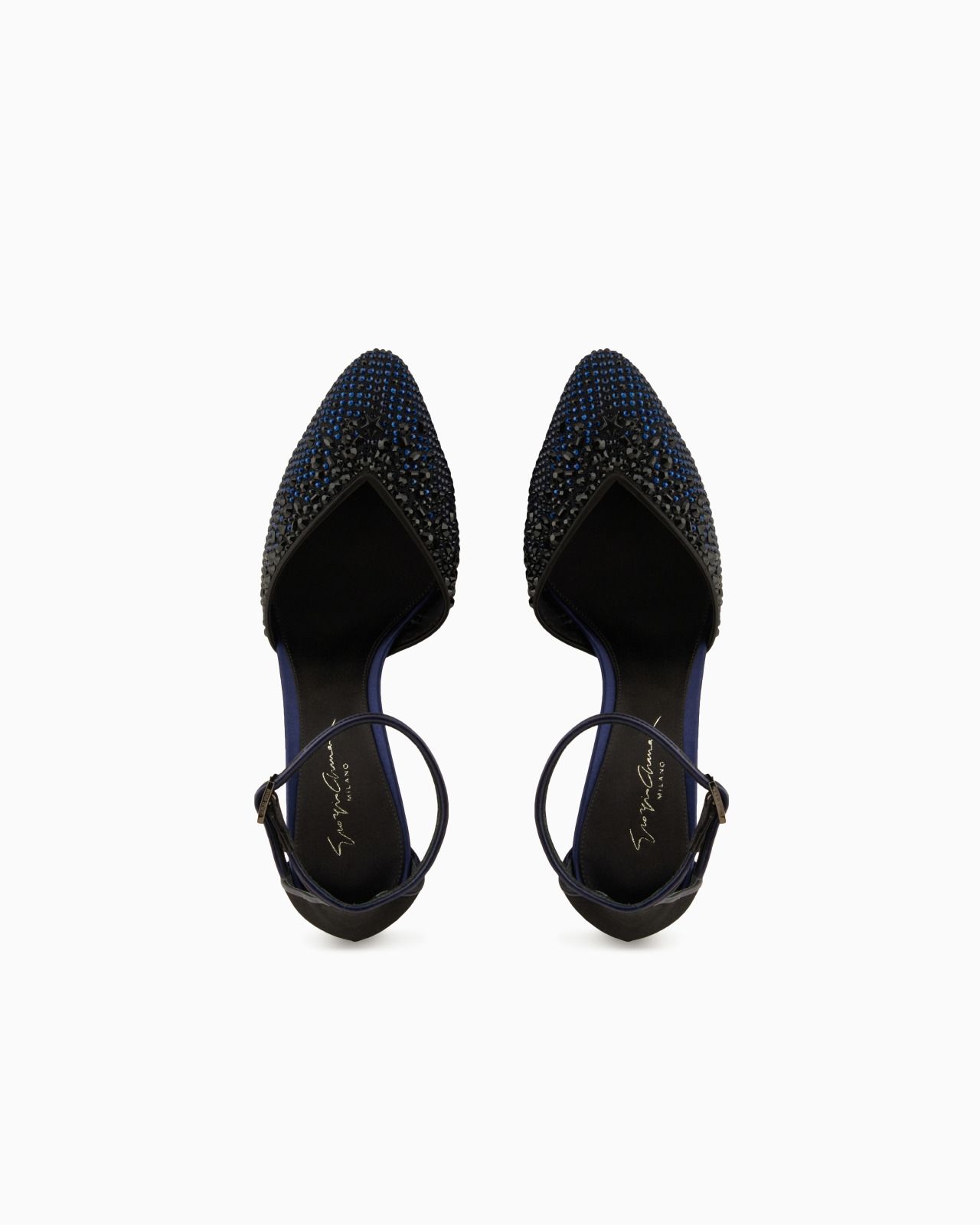 SATIN, MESH AND RHINESTONE COURT SHOES WITH STRAP - 3