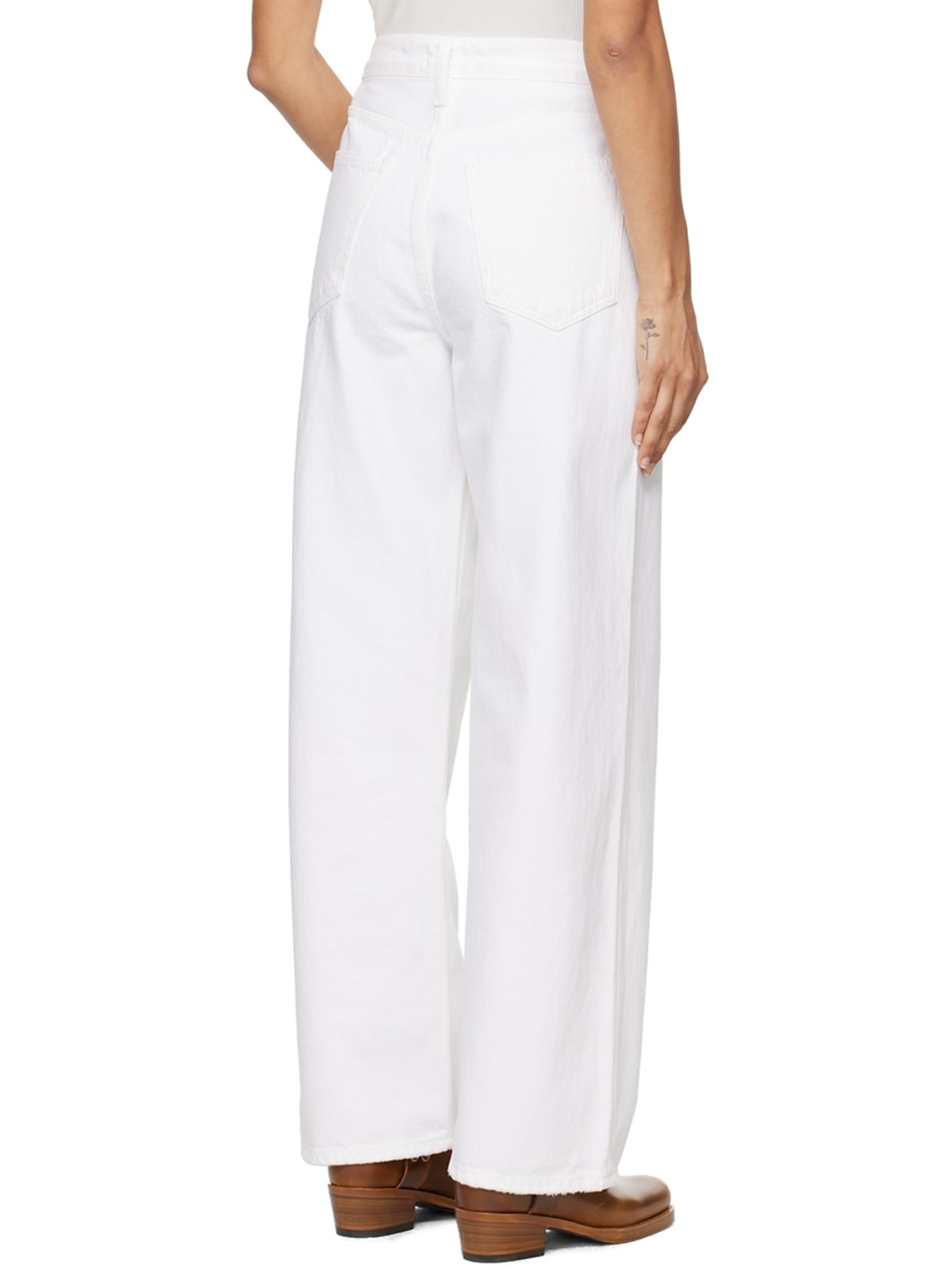 White Low Slung Baggy 30.5" Jeans - 3