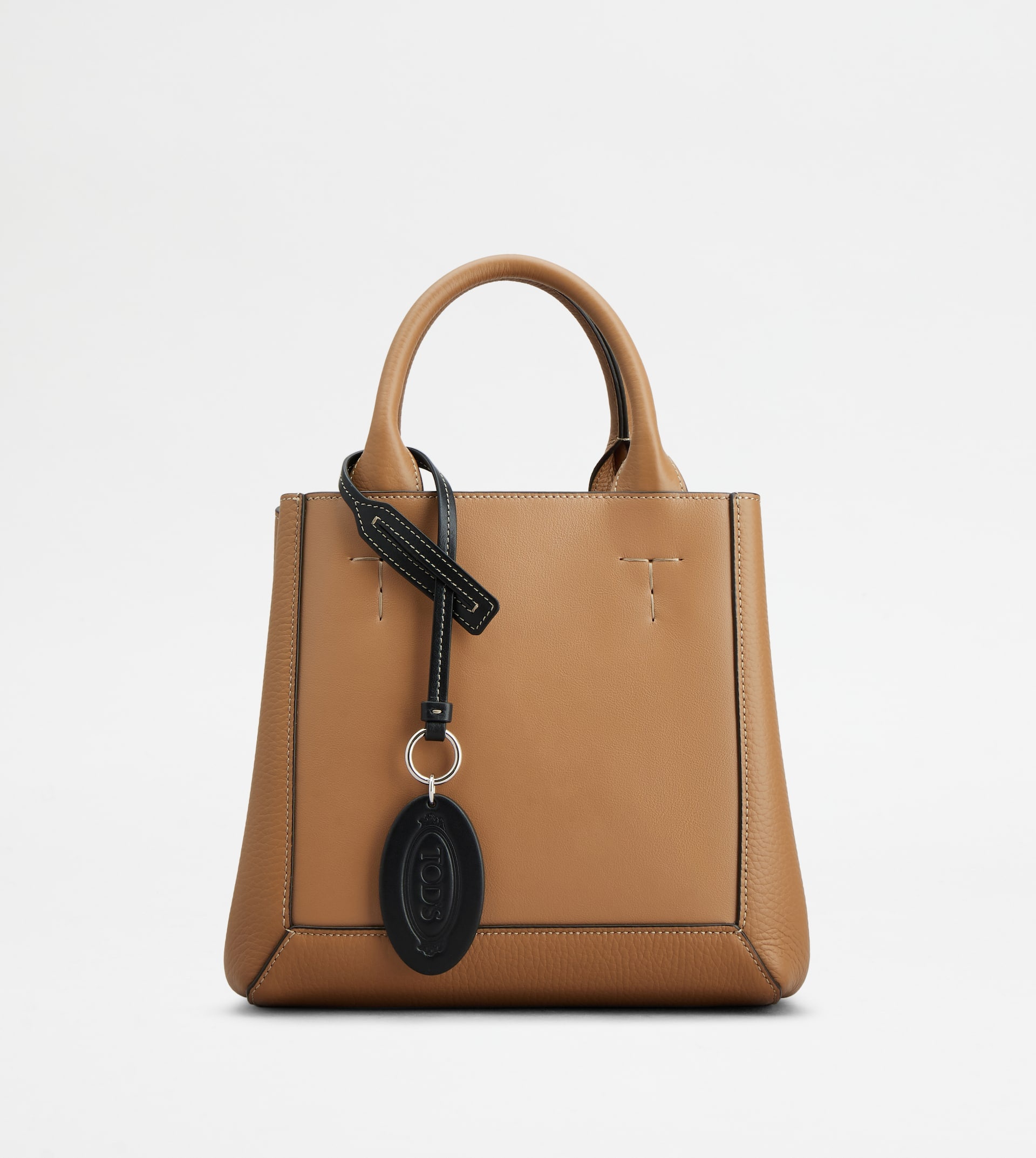 TOD'S DOUBLE UP SHOPPING BAG IN LEATHER SMALL - BROWN, BLACK - 9