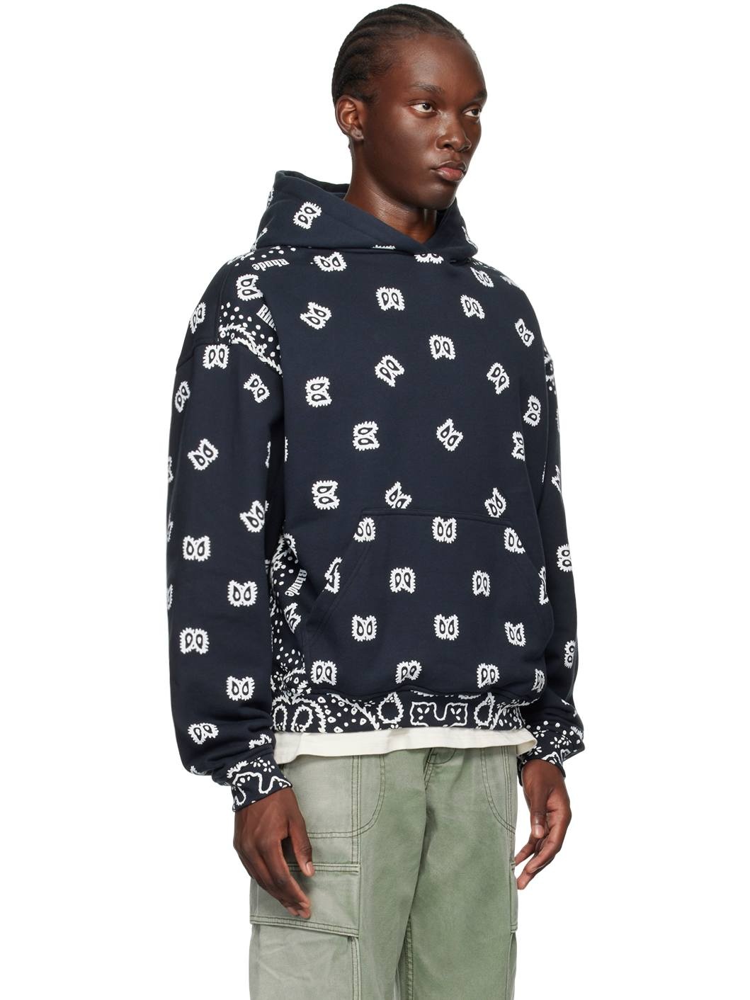 Black Bandana Print Hoodie - 2