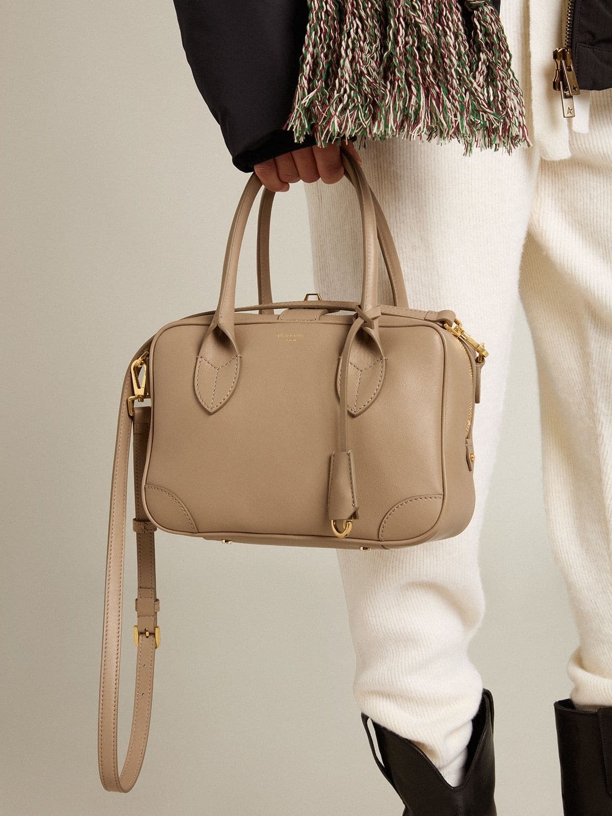 Vita Bag in beige leather with gold details - 3