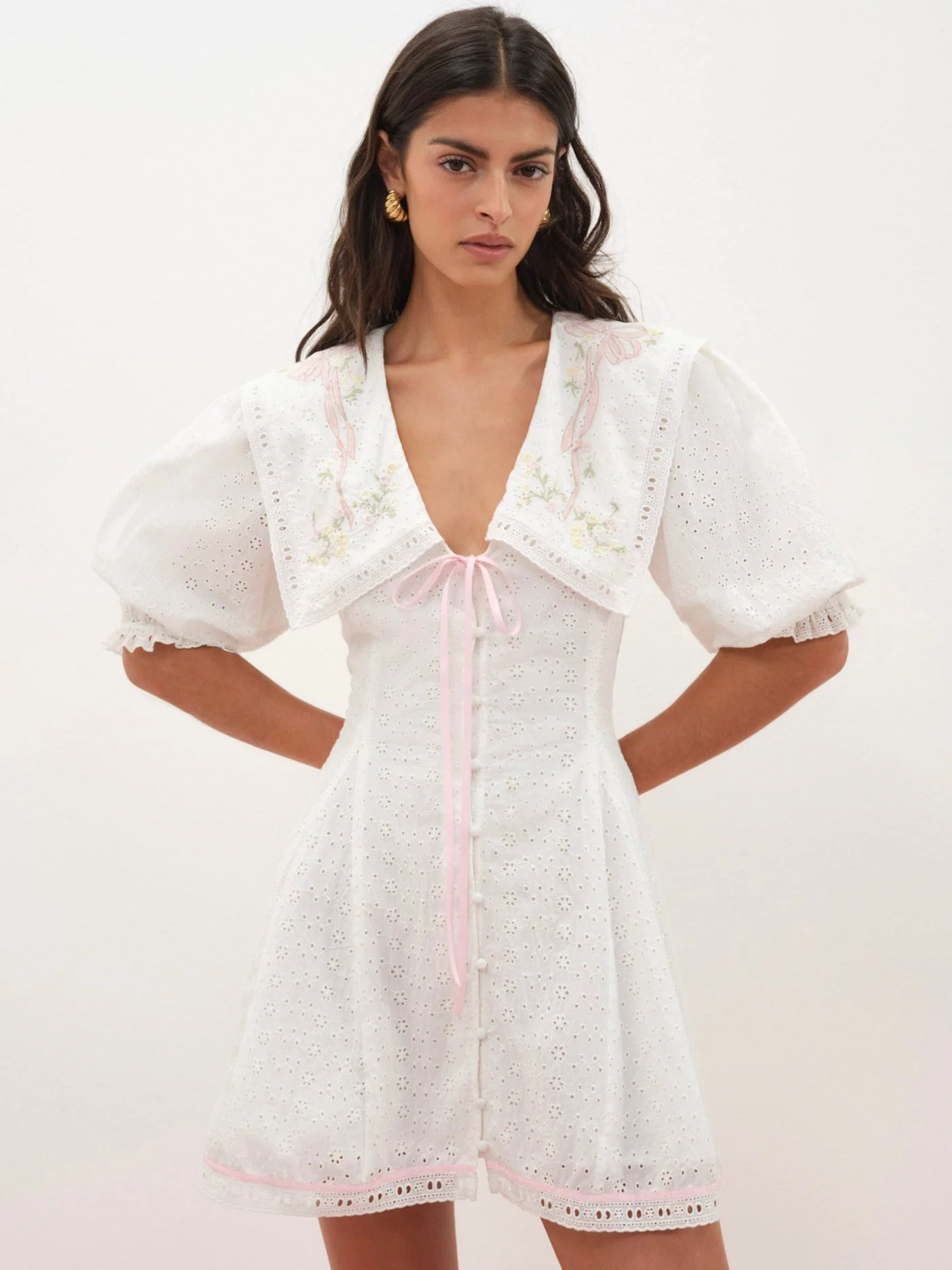 Mi Amore Embroidered Mini Dress - 1