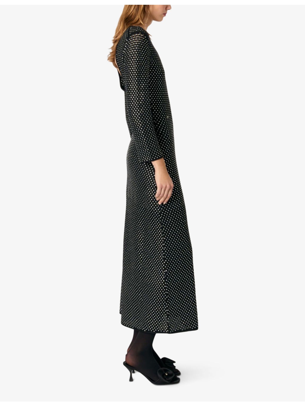 Crystal-embellished long-sleeve stretch-knit midi dress - 3